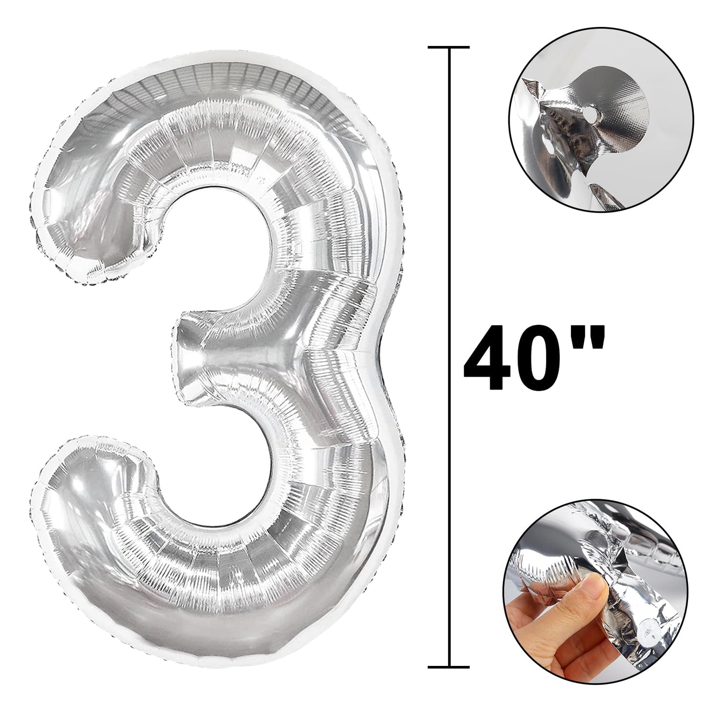Kelfuoya 40-Inch Silver Number 13 Digital Balloon | Jumbo Mylar Foil Balloon for Birthday & Anniversary