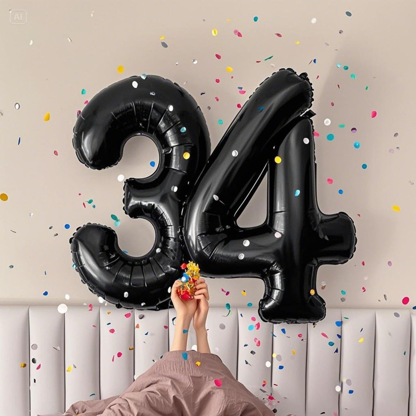 Kelfuoya 40 Inch Black Number 40 Digital Balloon - Jumbo Mylar Foil Balloon for Birthday & Anniversary Parties