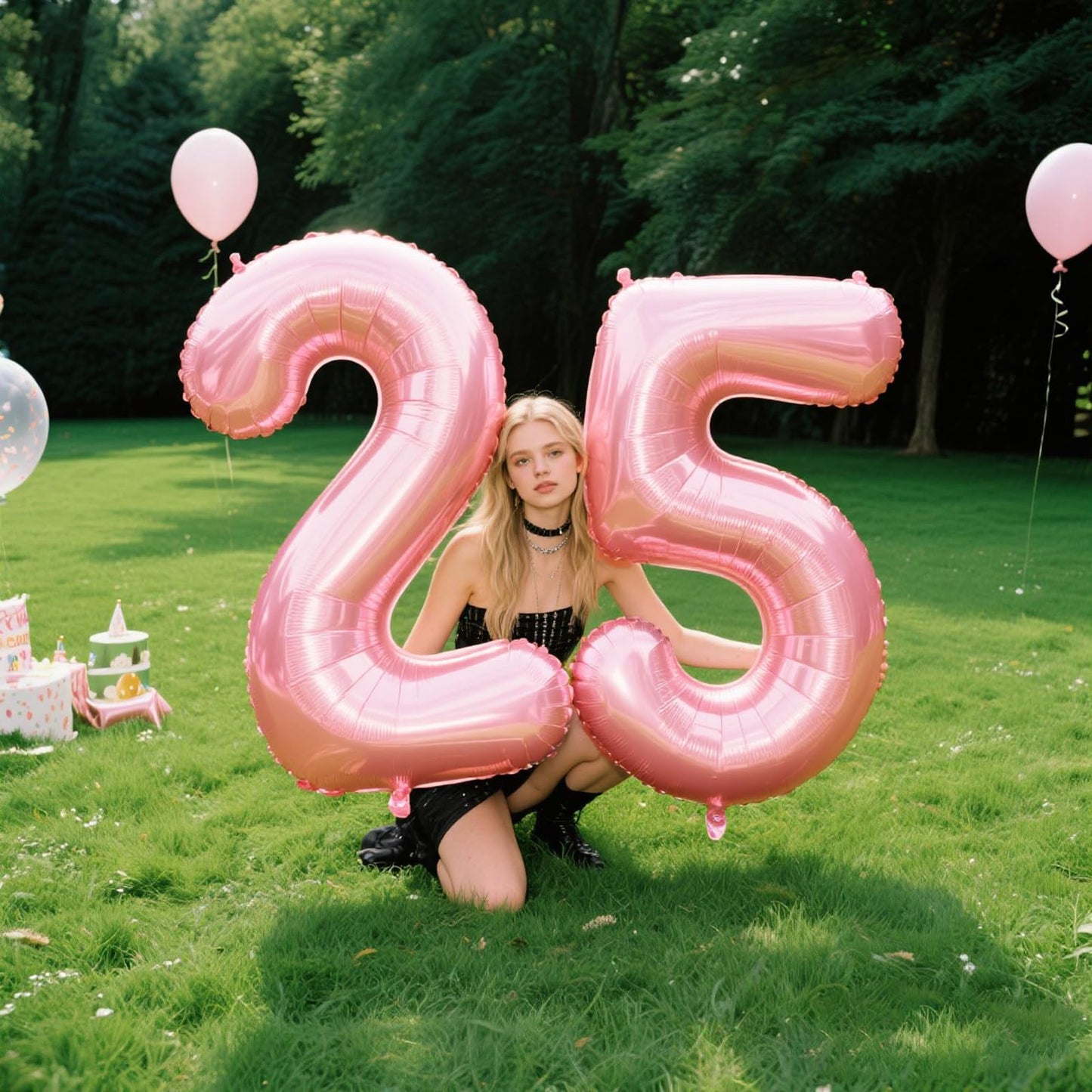 Kelfuoya 40 Inch Pearlescent Pink Number 25 Balloon – 25th Birthday Party Decoration