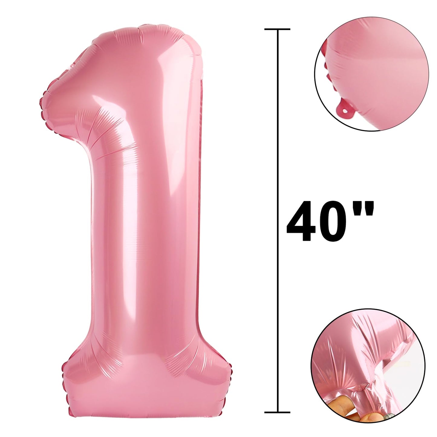 Kelfuoya 40-Inch Pearlescent Pink Number Balloon – Jumbo Mylar Foil for Celebrations