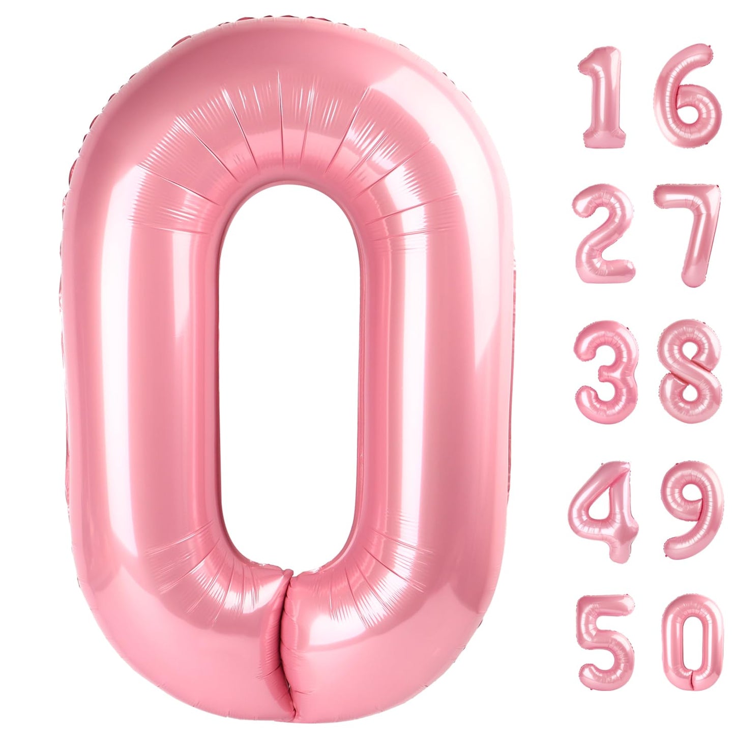 Kelfuoya 40-Inch Pearlescent Pink Number 0 Balloon – Jumbo Mylar Foil Helium Balloon for Birthdays, Weddings & Anniversary Parties