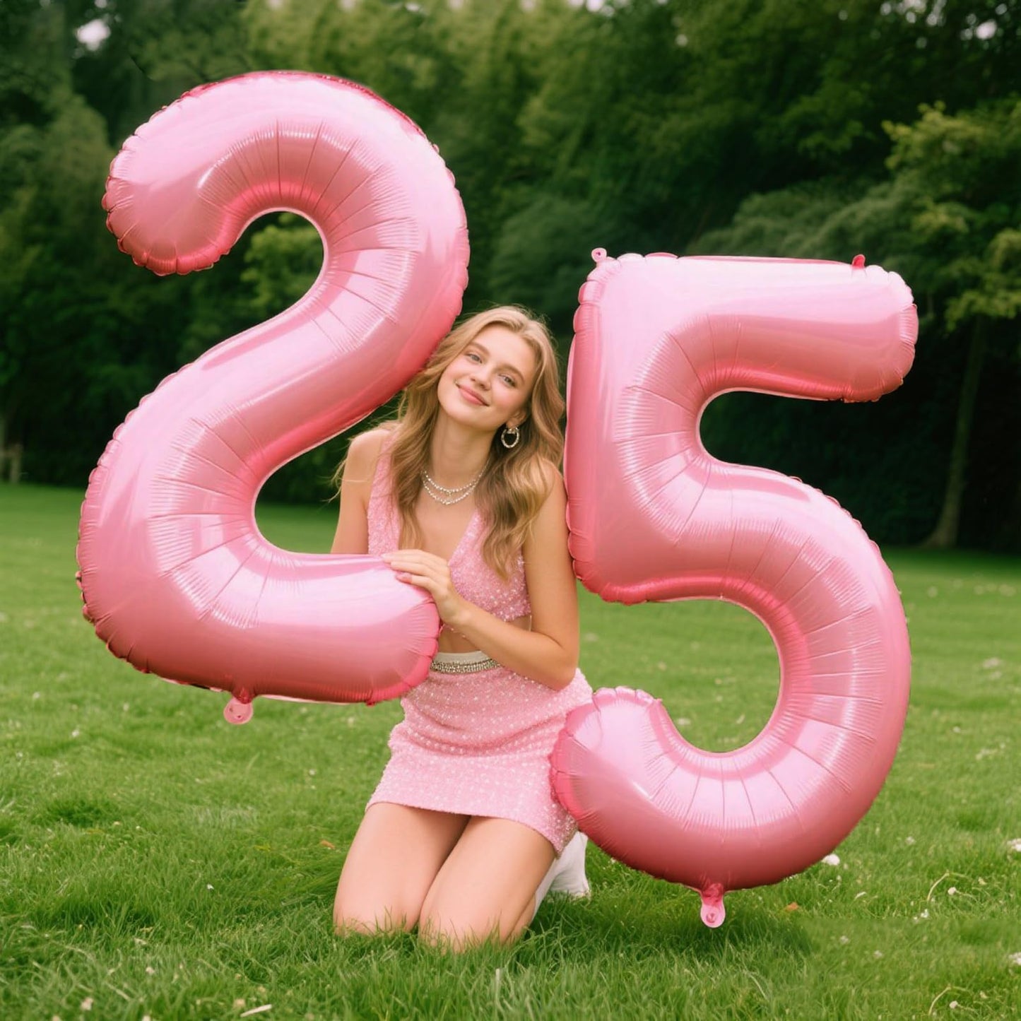 Kelfuoya 40 Inch Pearlescent Pink Number 25 Balloon – 25th Birthday Party Decoration