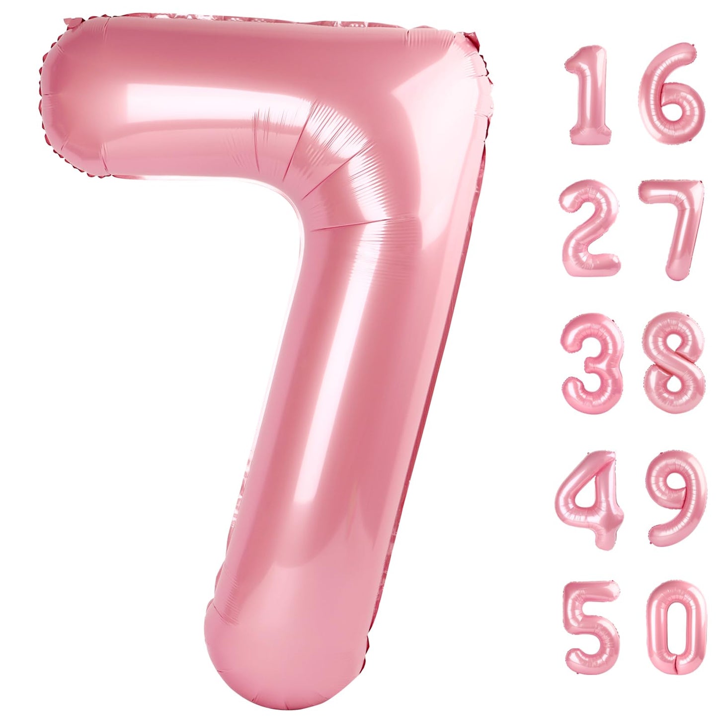 Kelfuoya 40-Inch Pearlescent Pink Number 7 Mylar Foil Balloon – Jumbo Birthday & Event Decor