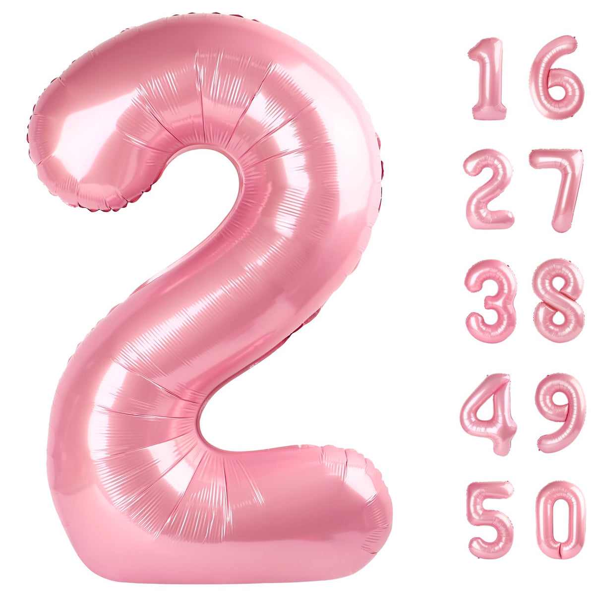 Kelfuoya 40-Inch Pearlescent Pink Number 2 Balloon – Jumbo Mylar Balloon for 12th Birthday & Anniversary Celebrations