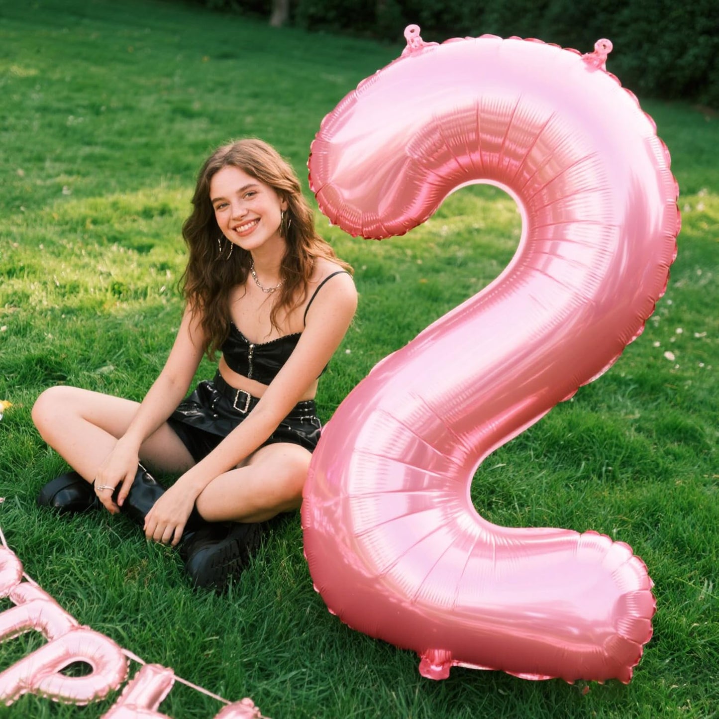 Kelfuoya 40-Inch Pearlescent Pink Number 2 Balloon – Jumbo Mylar Balloon for 12th Birthday & Anniversary Celebrations