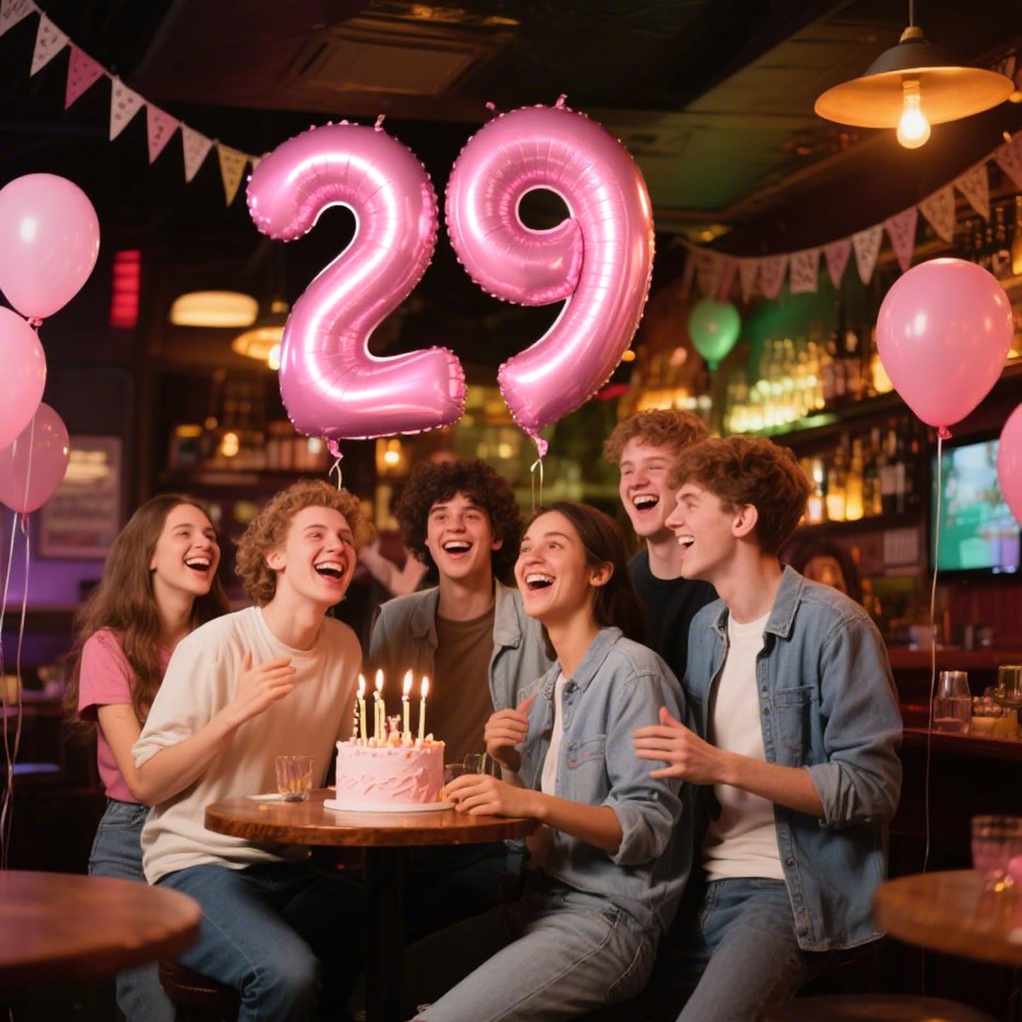Kelfuoya 40-Inch Pink 29 Number Balloon – Jumbo Mylar Foil Helium Balloon for Birthday & Anniversary