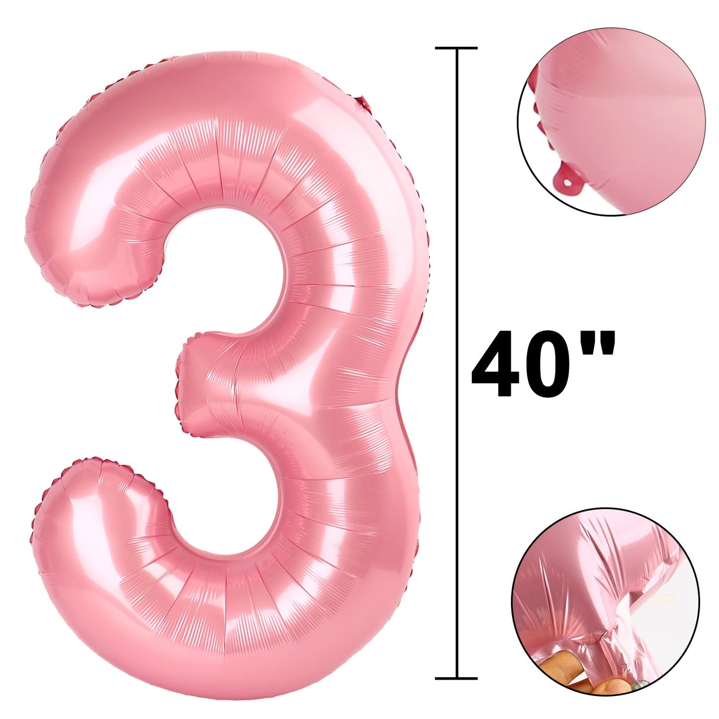 Kelfuoya 40-Inch Pearlescent Pink Number 30 Balloon – 30th Birthday Party Decor (Mylar)