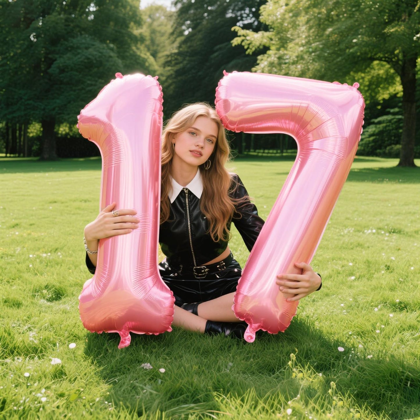 Kelfuoya 40-Inch Pearlescent Pink Number 17 Balloon – Giant 17th Birthday & Anniversary Foil Decor