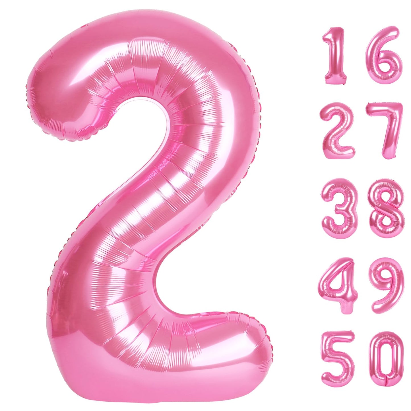Kelfuoya Pink Number 2 Balloon 40 Inch – Jumbo Mylar Foil Party Decor