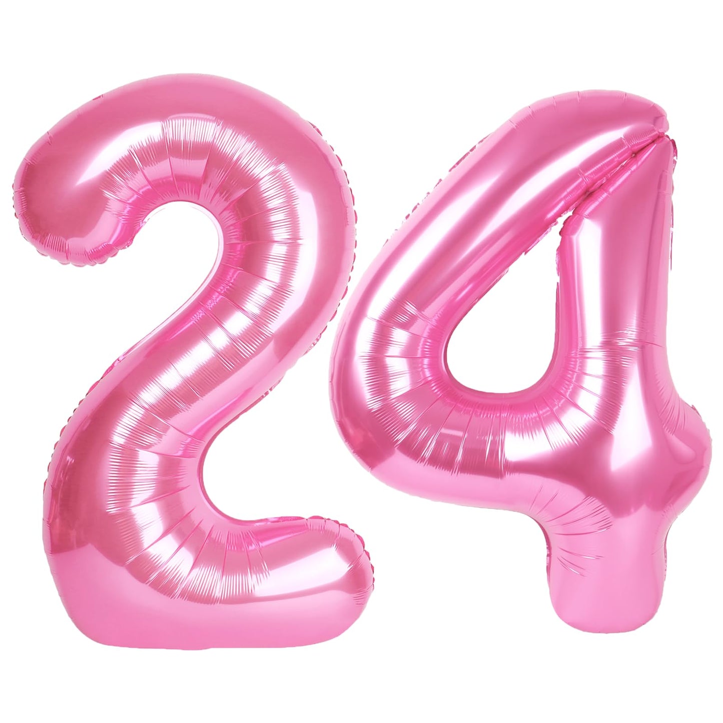 Kelfuoya 40 Inch Pink Number 24 Digital Balloon — Jumbo Mylar Foil Birthday & Anniversary Decor