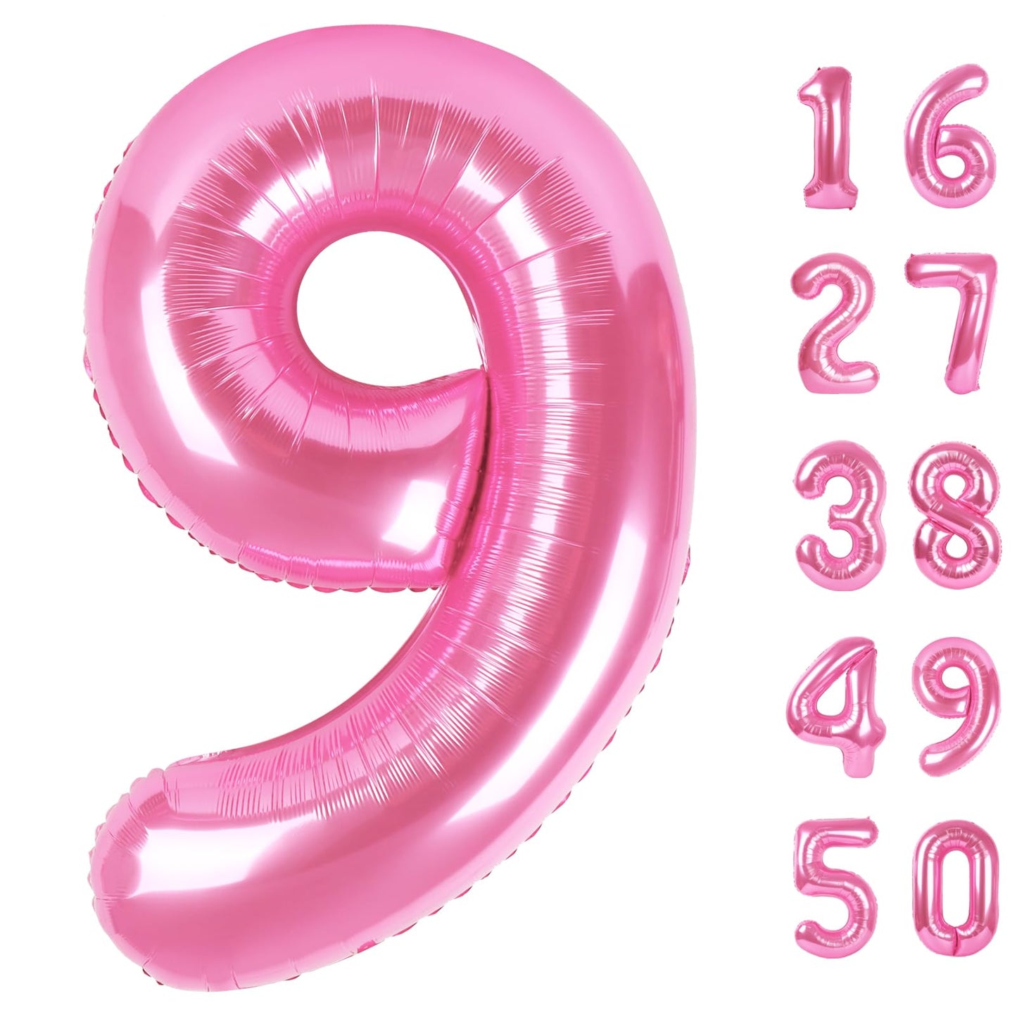 Kelfuoya Pink Number 9 Balloon - 40-Inch Jumbo Mylar Foil Balloon for 9th Birthday Parties