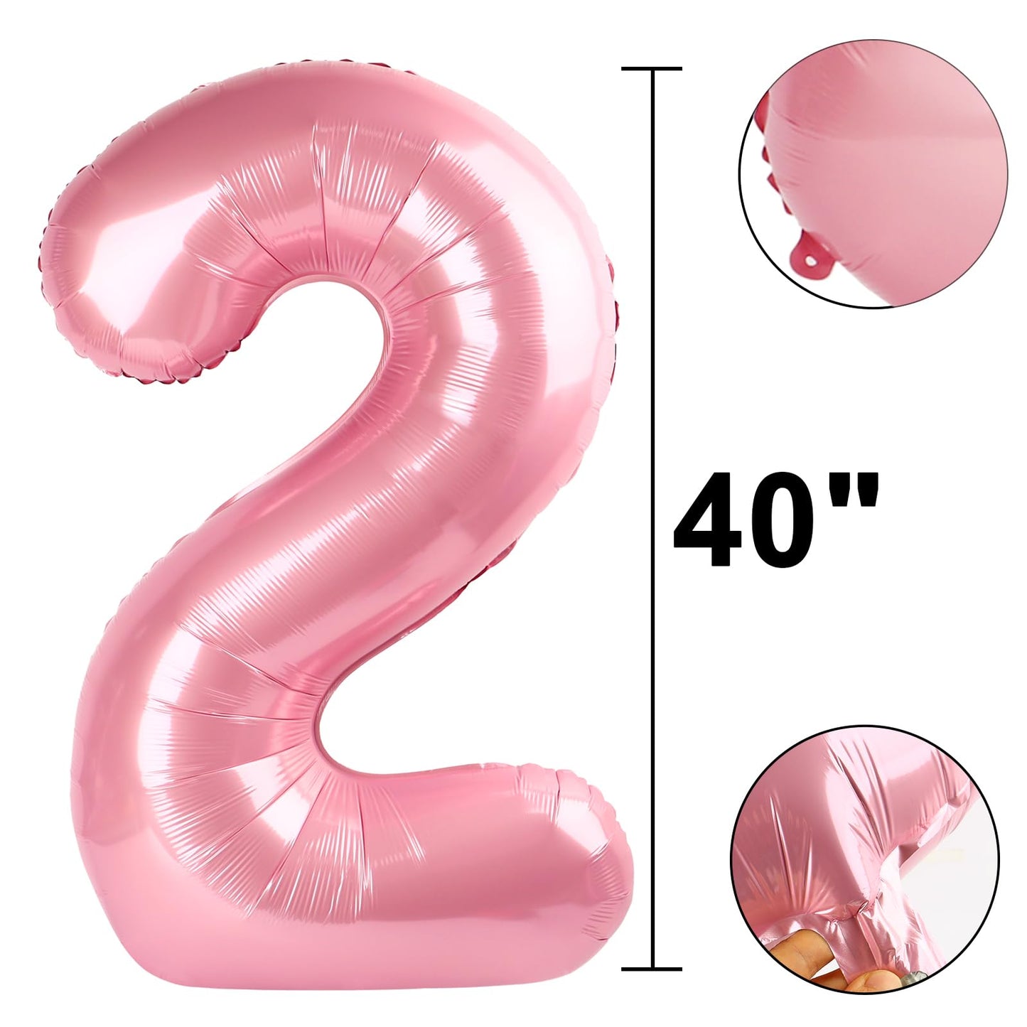 Kelfuoya 40-Inch Pearlescent Pink Number 12 Balloon for 12th Birthday & Anniversary
