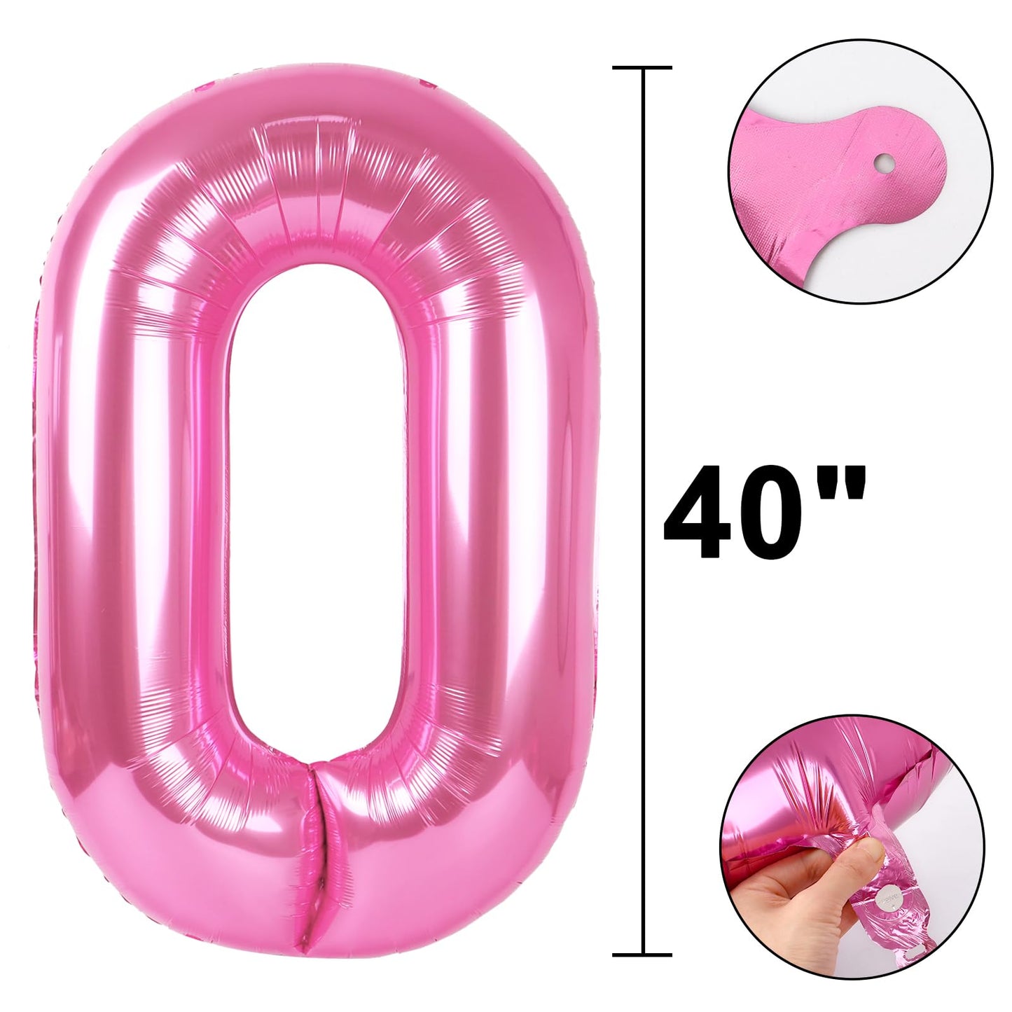 Kelfuoya Pink 40 Inch Number 0 Balloon – Jumbo Mylar Party Decoration