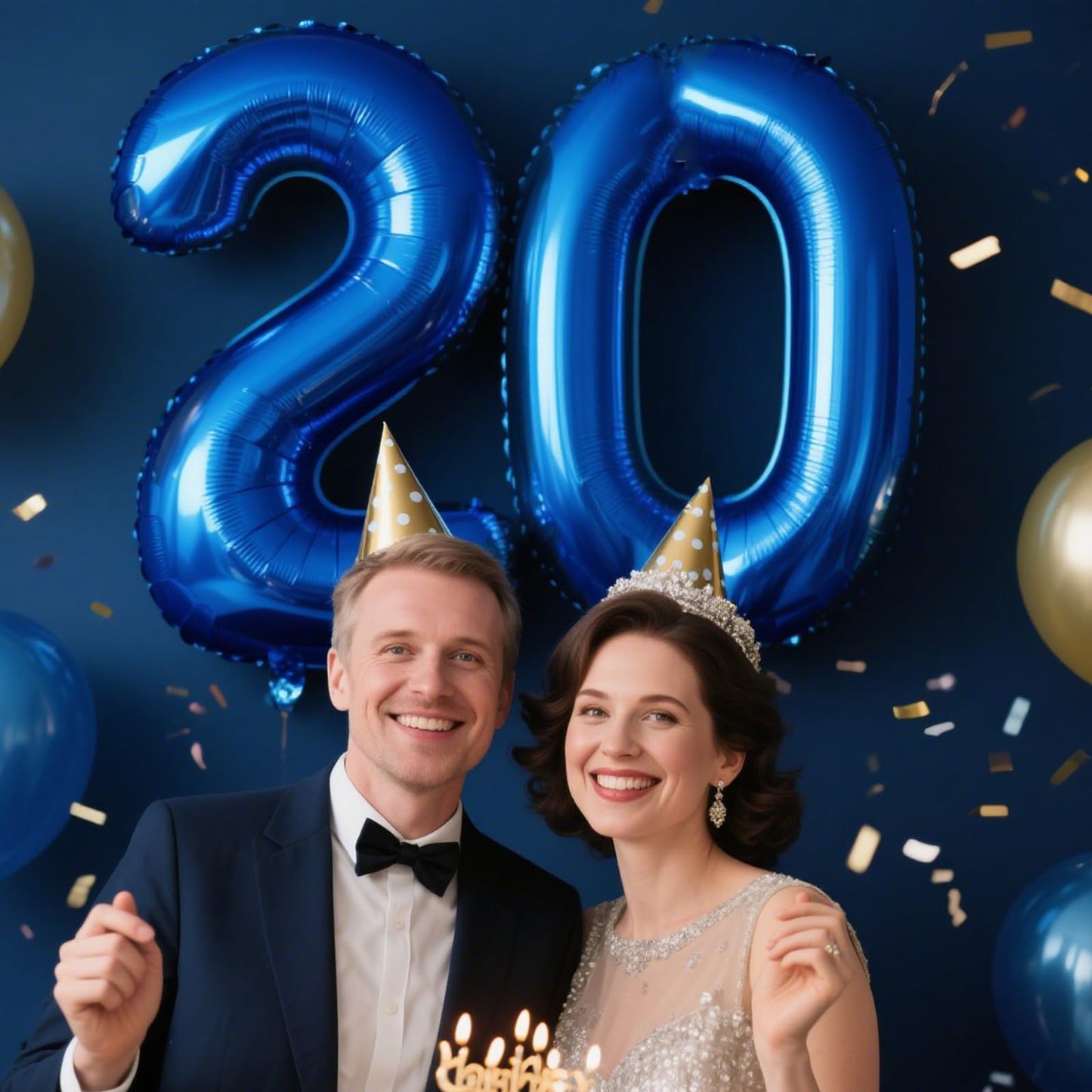 Kelfuoya 40 Inch Navy Blue Number 20 Balloon | Jumbo Mylar Foil Digital Balloon for 20th Birthday, Wedding & Anniversary