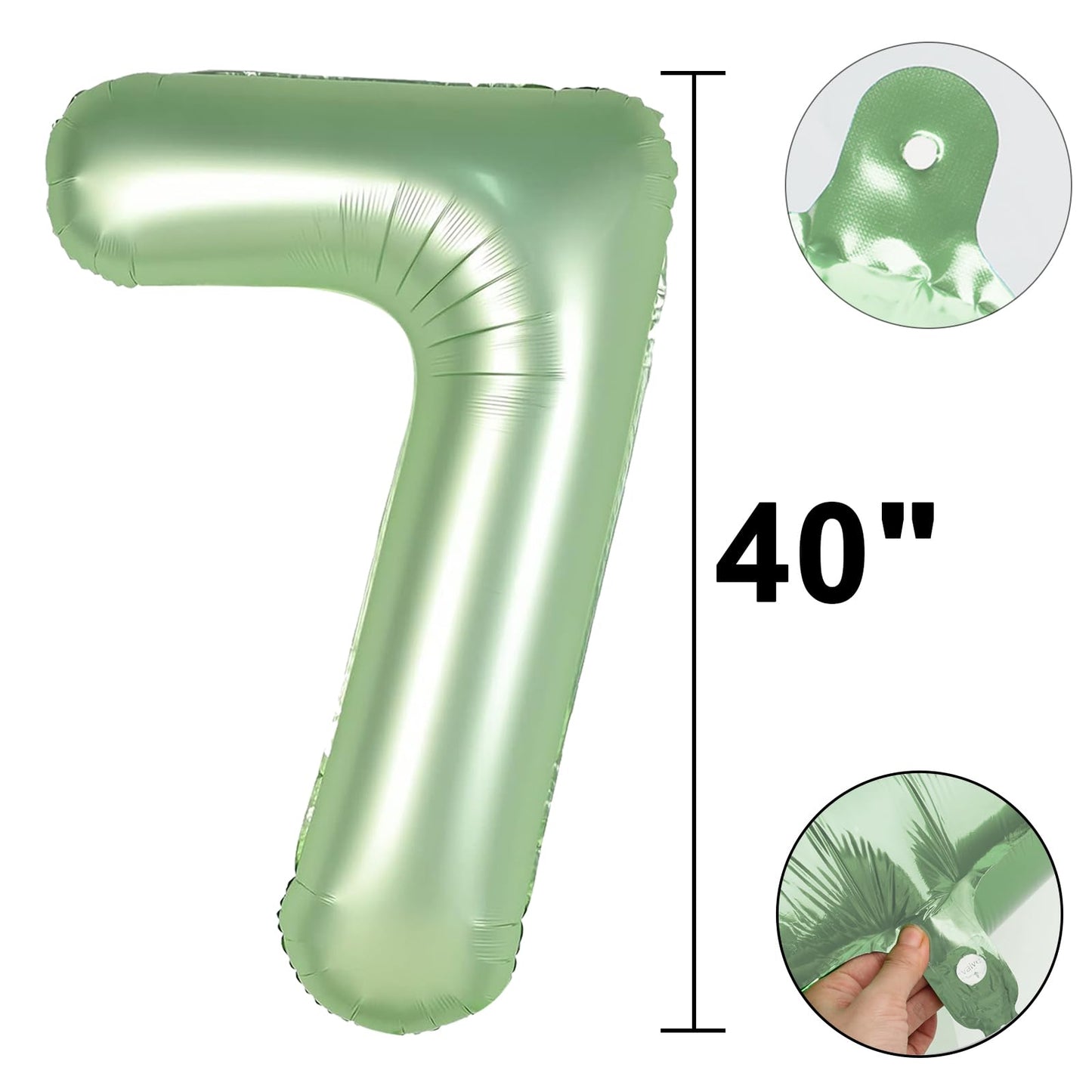 Kelfuoya 40 Inch Olive Green Number 7 Jumbo Mylar Foil Balloon – First Birthday, Anniversary, Wedding & Party Decor