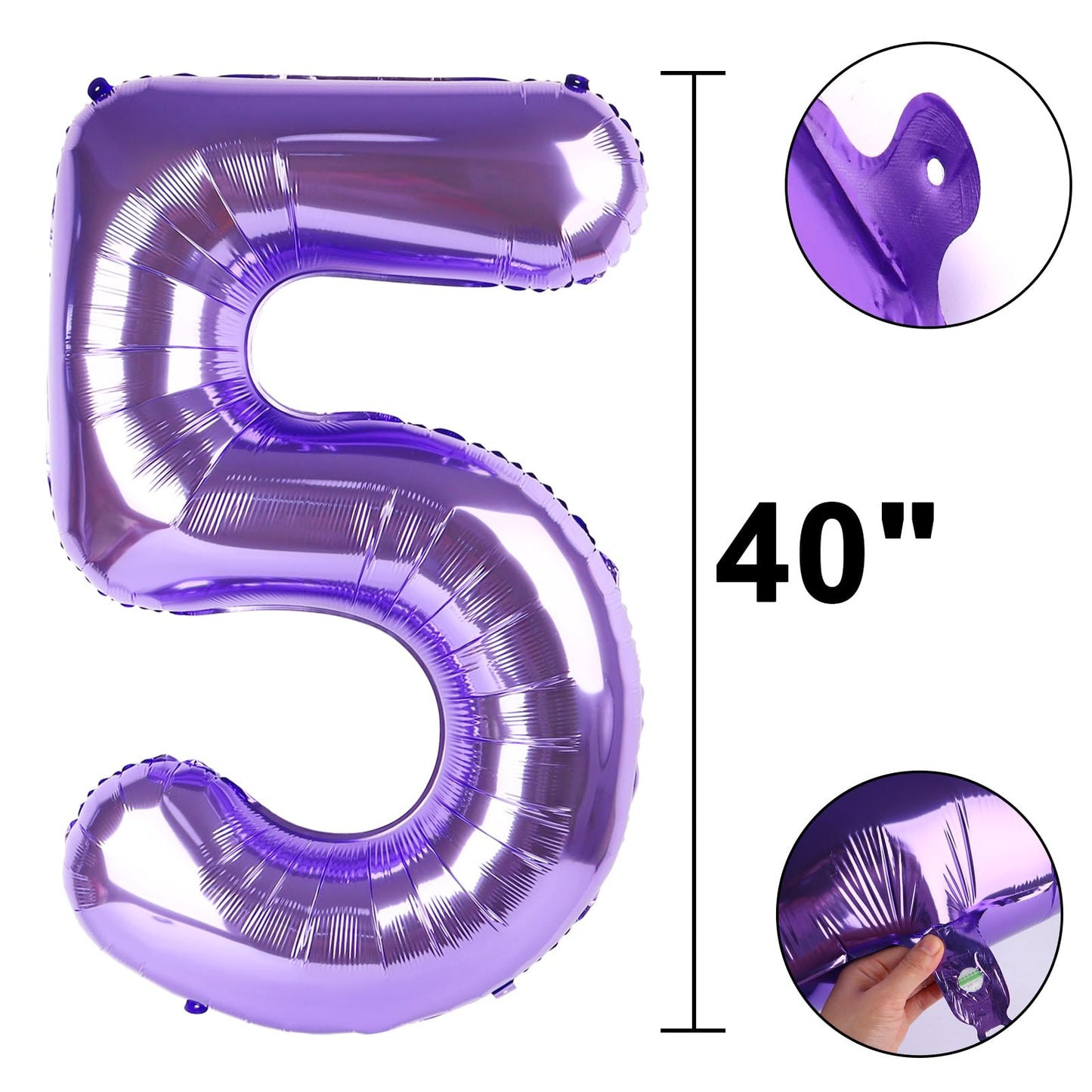 Kelfuoya 40-Inch Purple Number 15 Digital Balloon – Jumbo Mylar Foil Balloon for 15th Birthday & Anniversary Decor