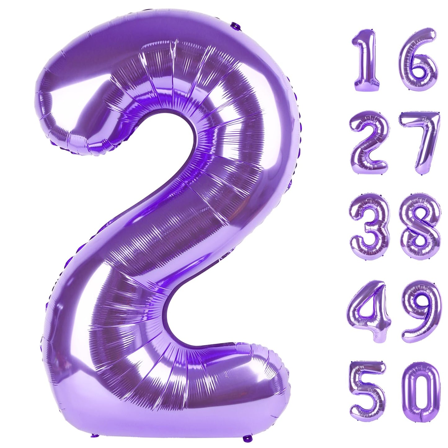 Kelfuoya 40-Inch Purple Number 2 Foil Balloon – Giant Mylar Party Decoration