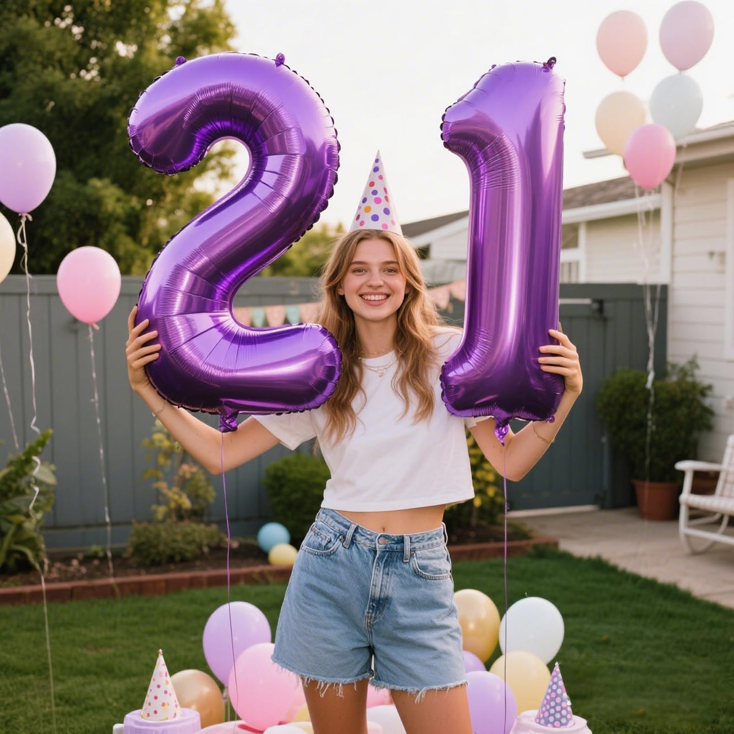 Kelfuoya 40-Inch Purple Number 2 Foil Balloon – Giant Mylar Party Decoration