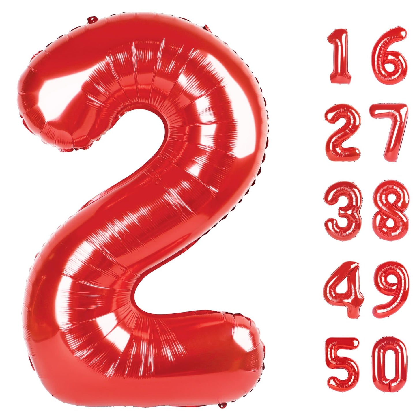 Kelfuoya Red Number 2 – 40-Inch Giant Foil Balloon for 2nd Birthday & Milestones | Digital Two Helium Balloon