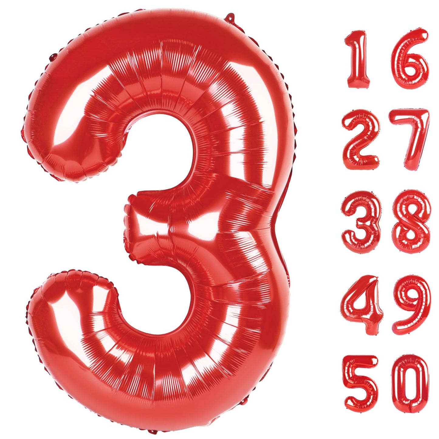 Kelfuoya Red Number 3 – 40-Inch Giant Foil Balloon for Birthdays & Milestones
