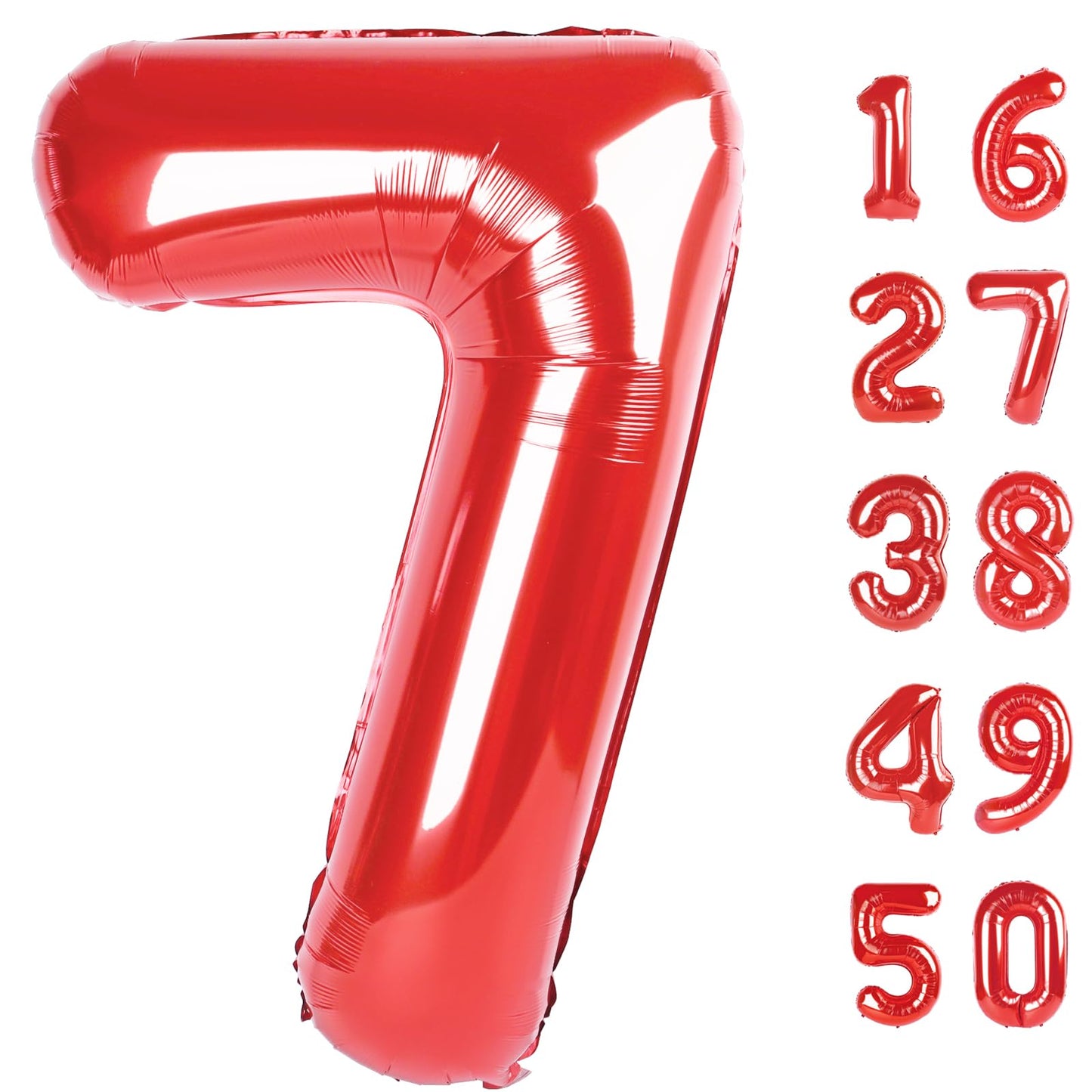Kelfuoya Red Number 7 Balloon - 40 Inch Mylar Foil Birthday Party Decoration