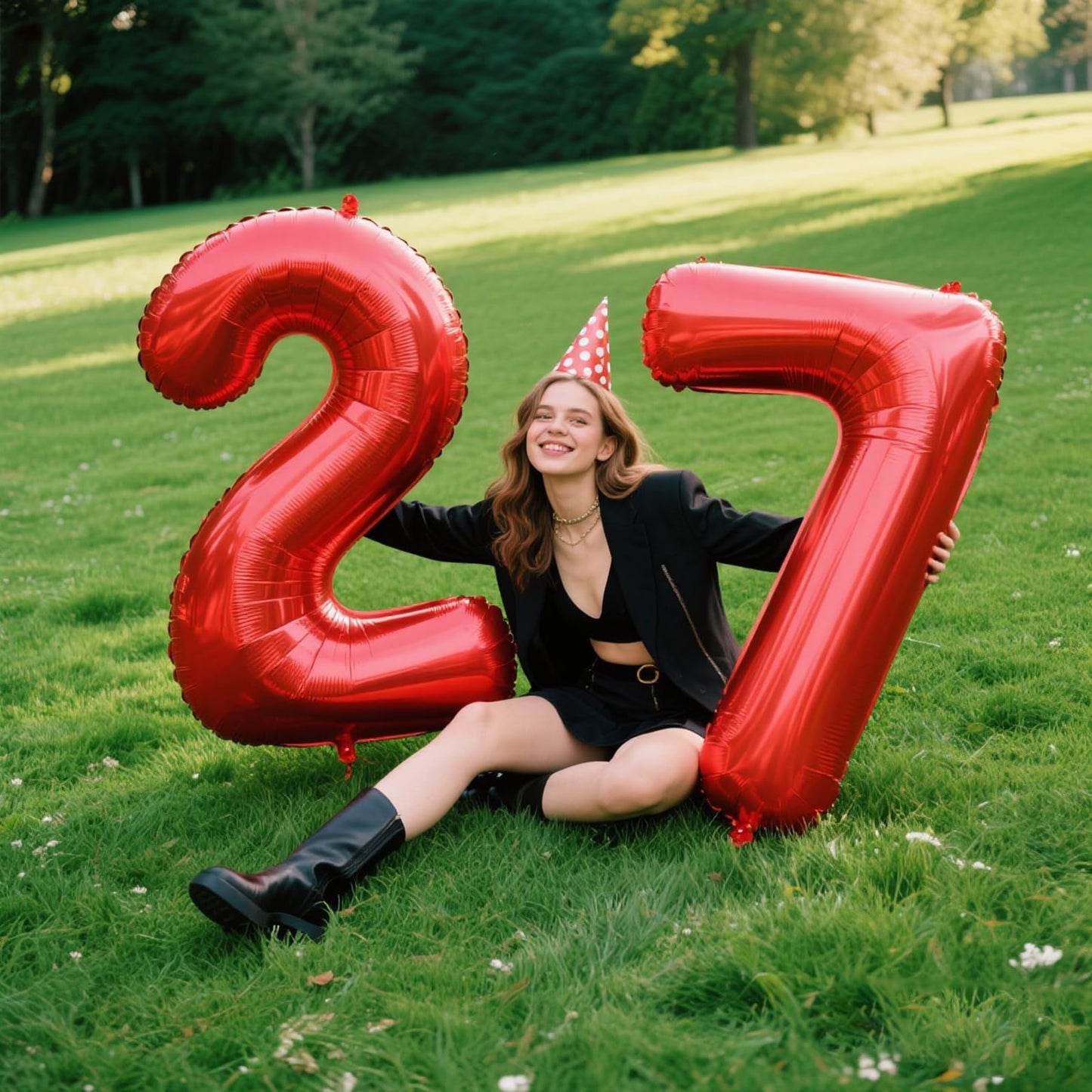 Kelfuoya Red Number 7 Balloon - 40 Inch Mylar Foil Birthday Party Decoration