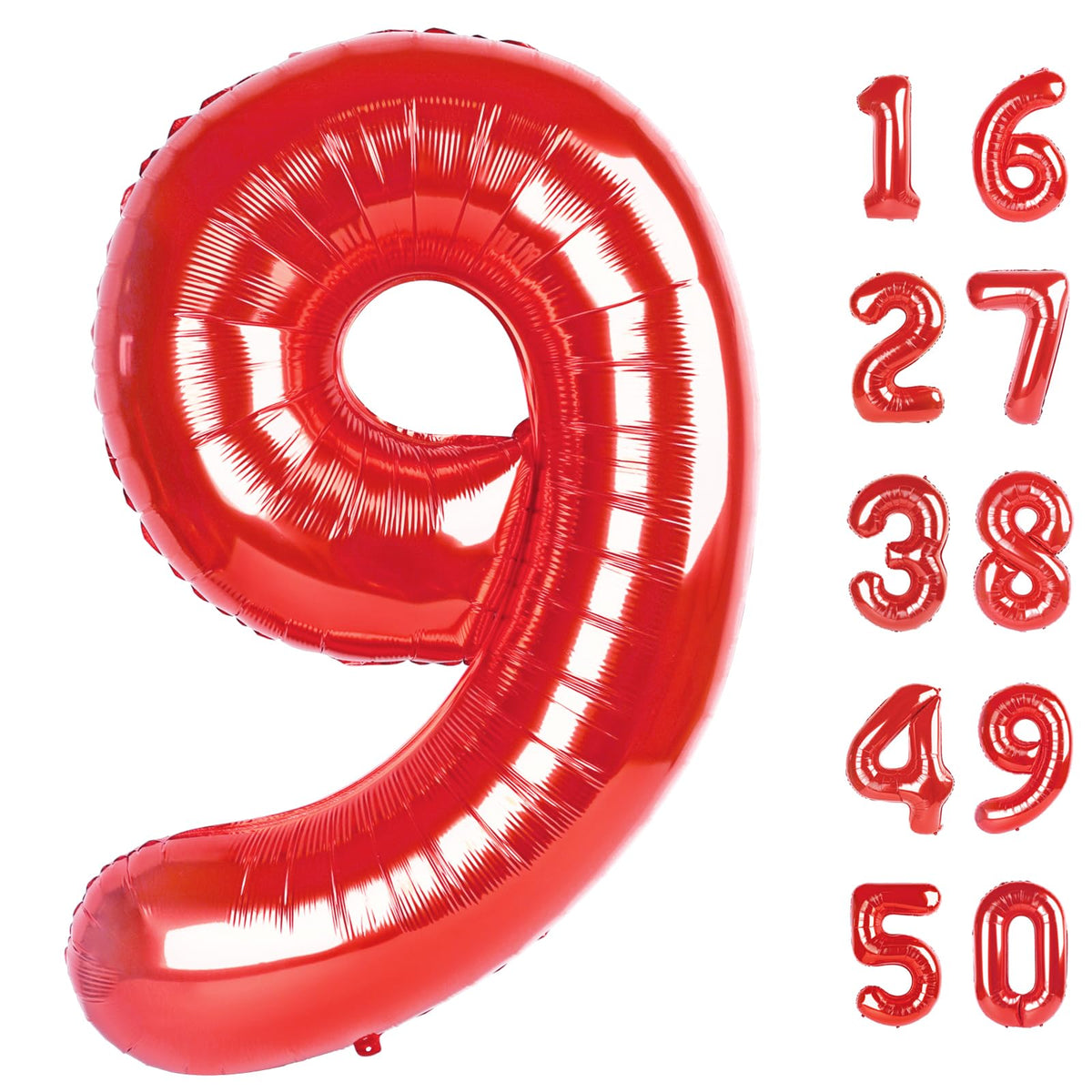 Kelfuoya Red 9 Balloon – 40-Inch Jumbo Mylar Helium Balloon for 9th Birthday & Anniversary Decor