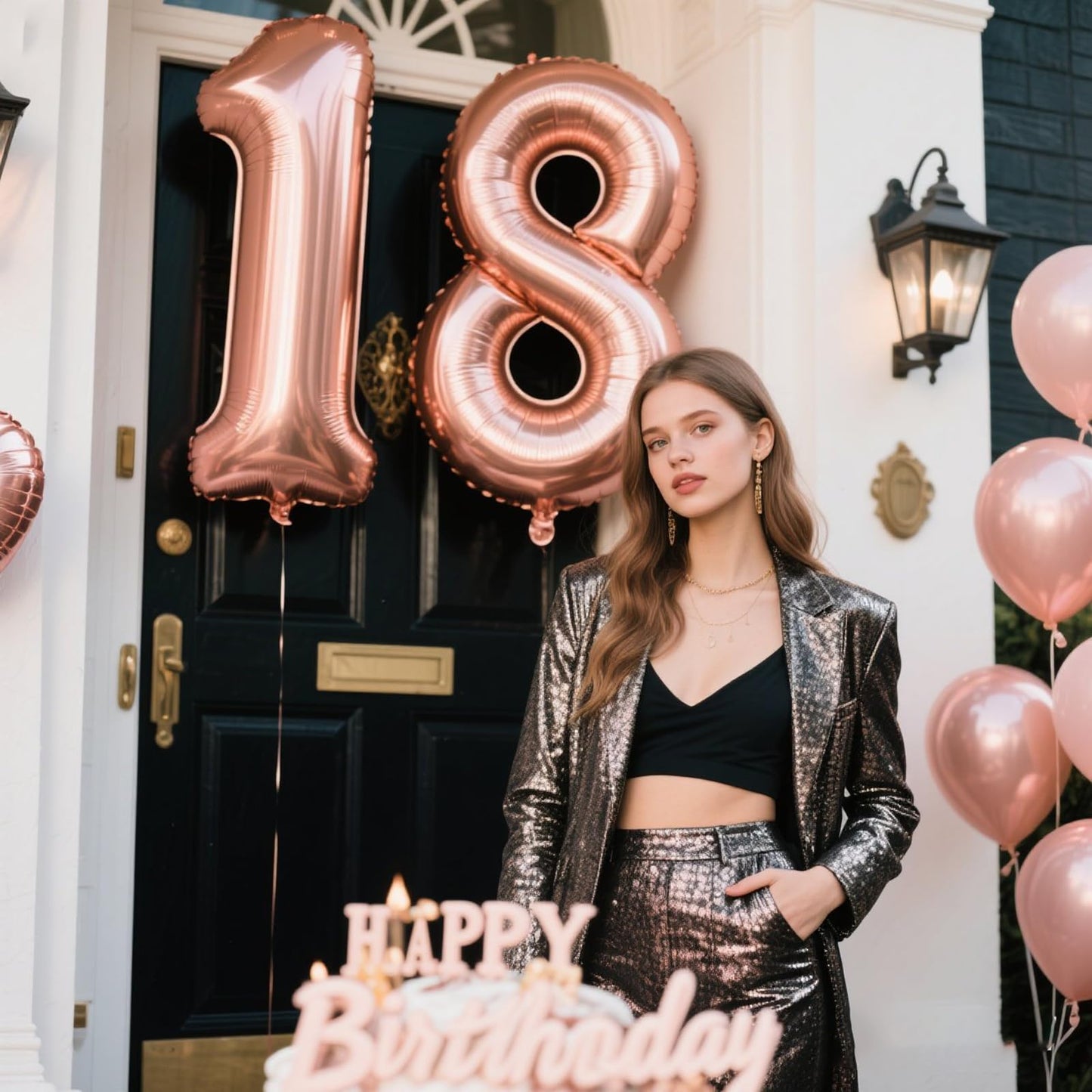 Kelfuoya 40-Inch Rose Gold Number 18 Balloon | Jumbo Mylar Foil 18th Birthday & Anniversary Decor