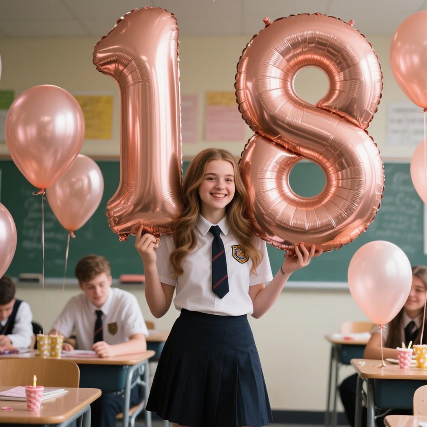 Kelfuoya 40-Inch Rose Gold Number 18 Balloon | Jumbo Mylar Foil 18th Birthday & Anniversary Decor