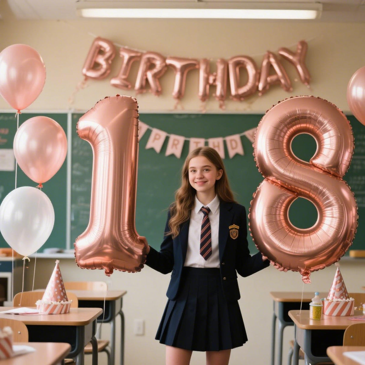 Kelfuoya 40-Inch Rose Gold Number 18 Balloon | Jumbo Mylar Foil 18th Birthday & Anniversary Decor