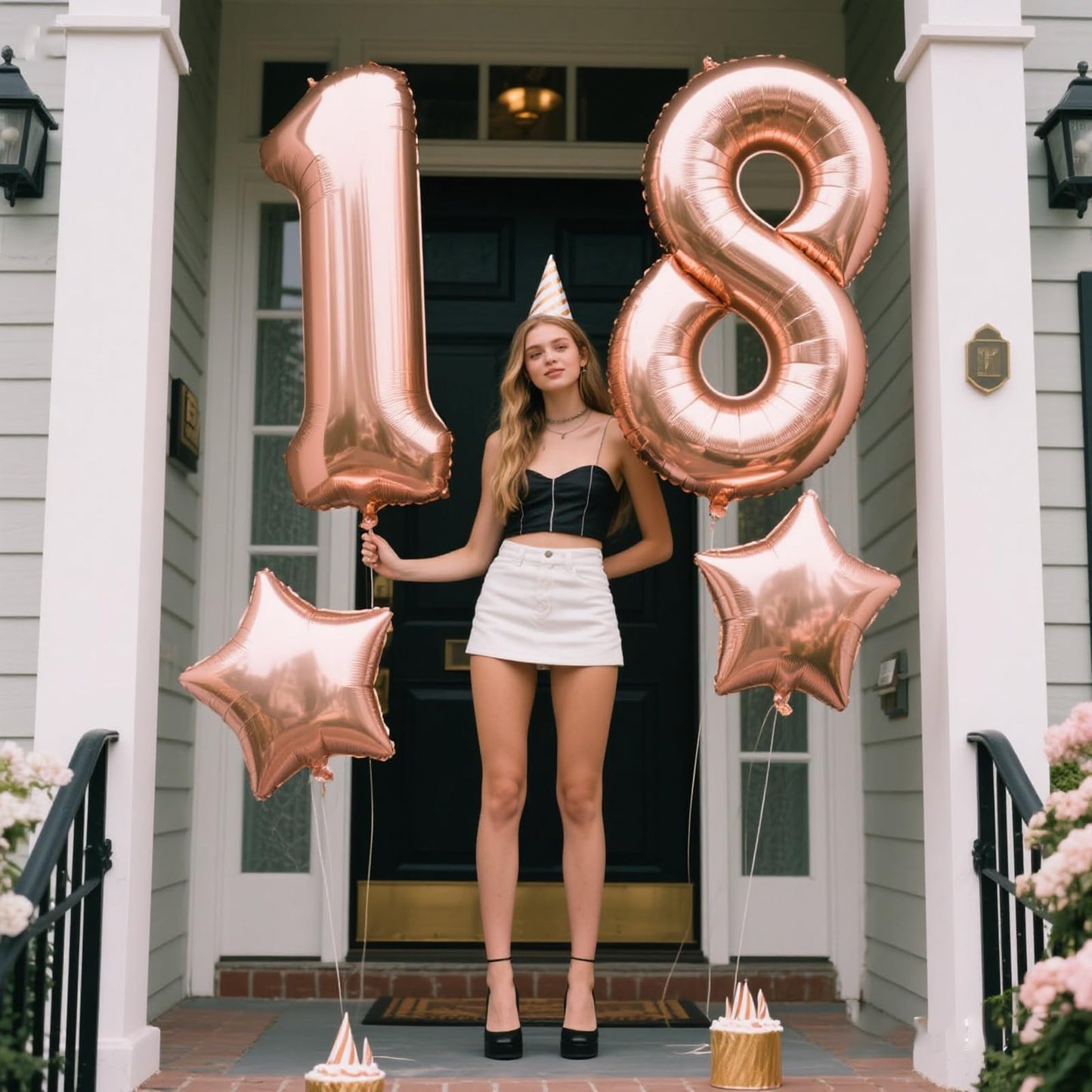 Kelfuoya 40-Inch Rose Gold Number 18 Balloon | Jumbo Mylar Foil 18th Birthday & Anniversary Decor