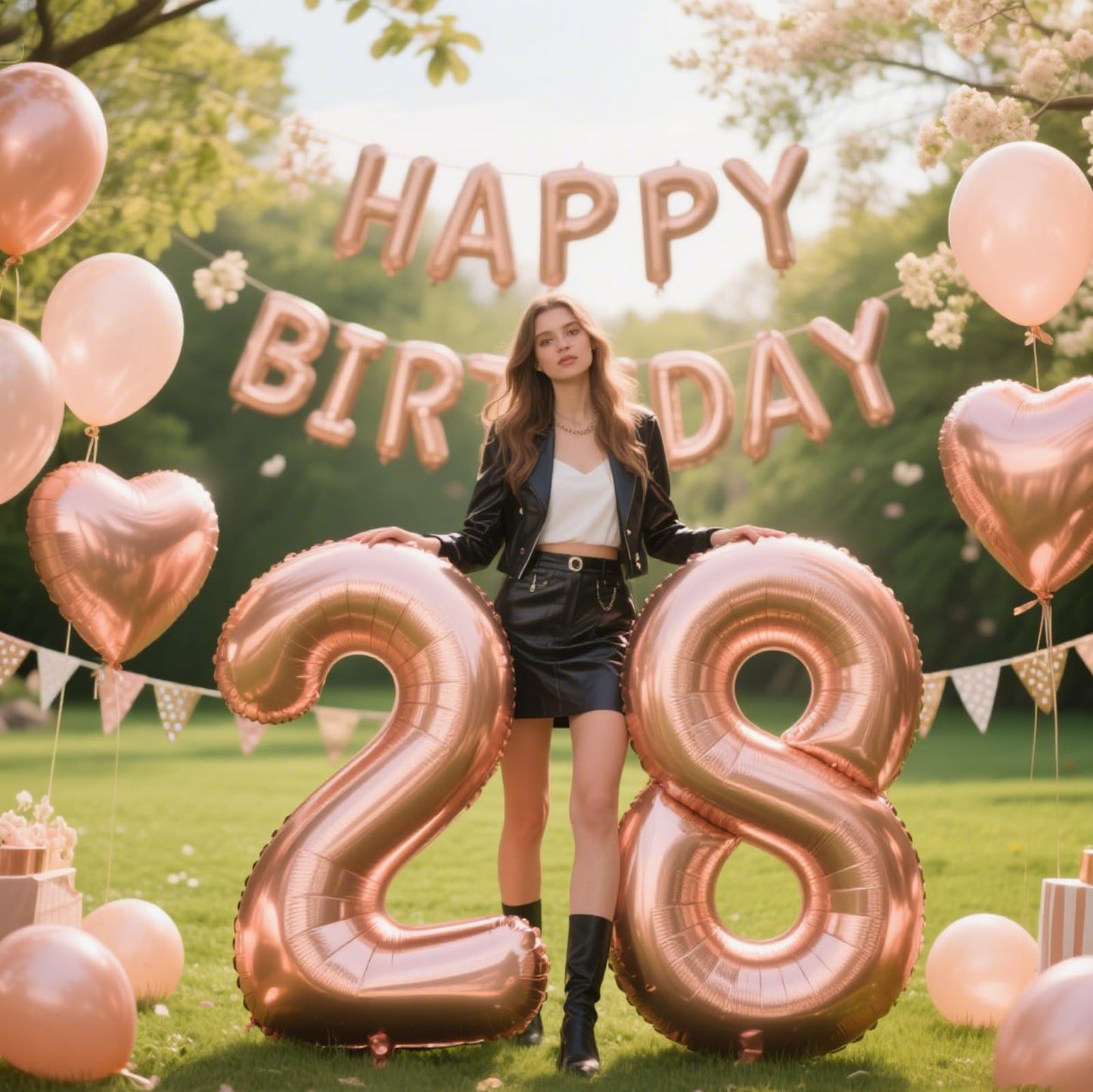 Kelfuoya 40 Inch Rose Gold Balloon Number 28 – Jumbo Mylar Foil Balloon for 28th Birthday, Wedding Anniversary