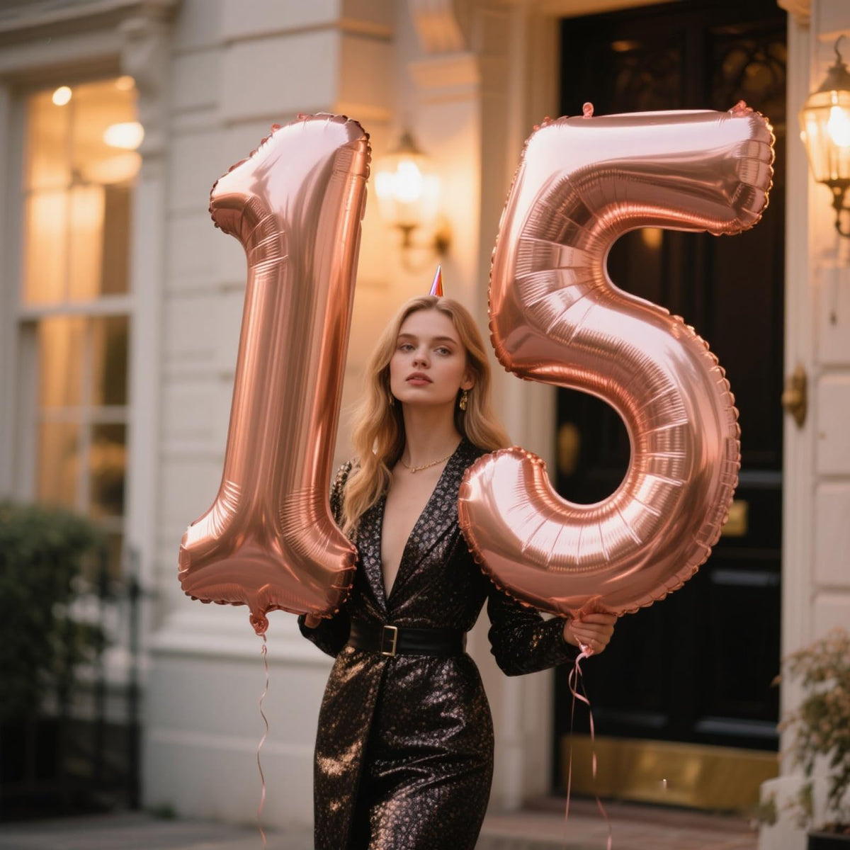Kelfuoya 40-Inch Rose Gold Number 15 Balloon – Jumbo Mylar Foil Party Decoration