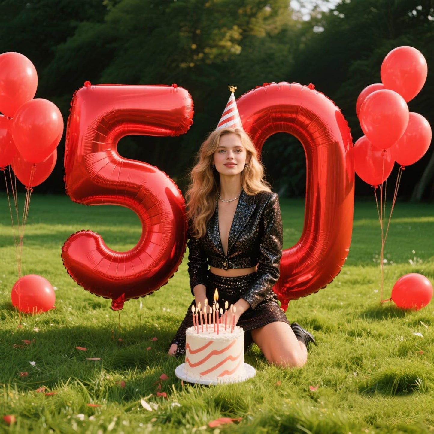 Kelfuoya 40-Inch Red Number 50 Balloon – Jumbo Mylar Foil for 50th Birthday or Anniversary