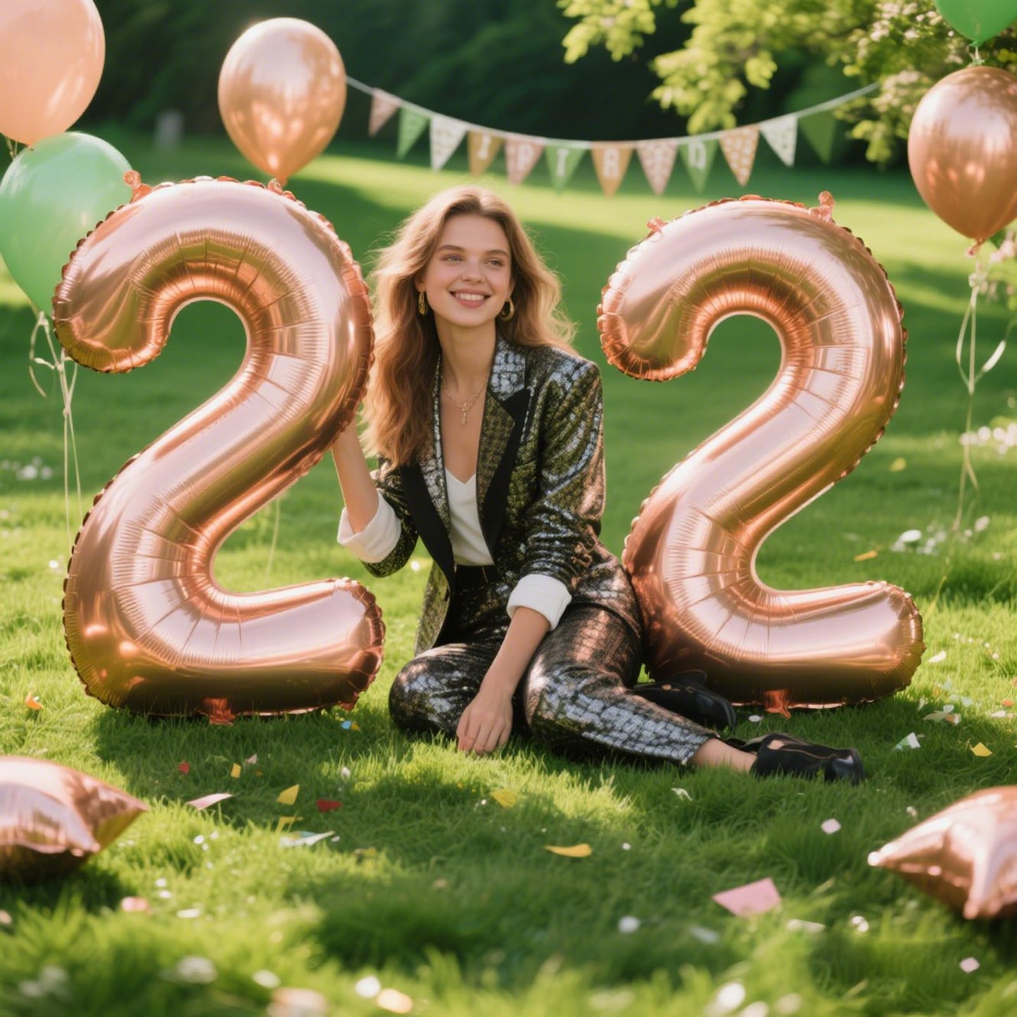 Kelfuoya 40 Inch Rose Gold Number 22 Balloon – Jumbo Mylar Foil Balloon for Birthday, Wedding & Anniversary