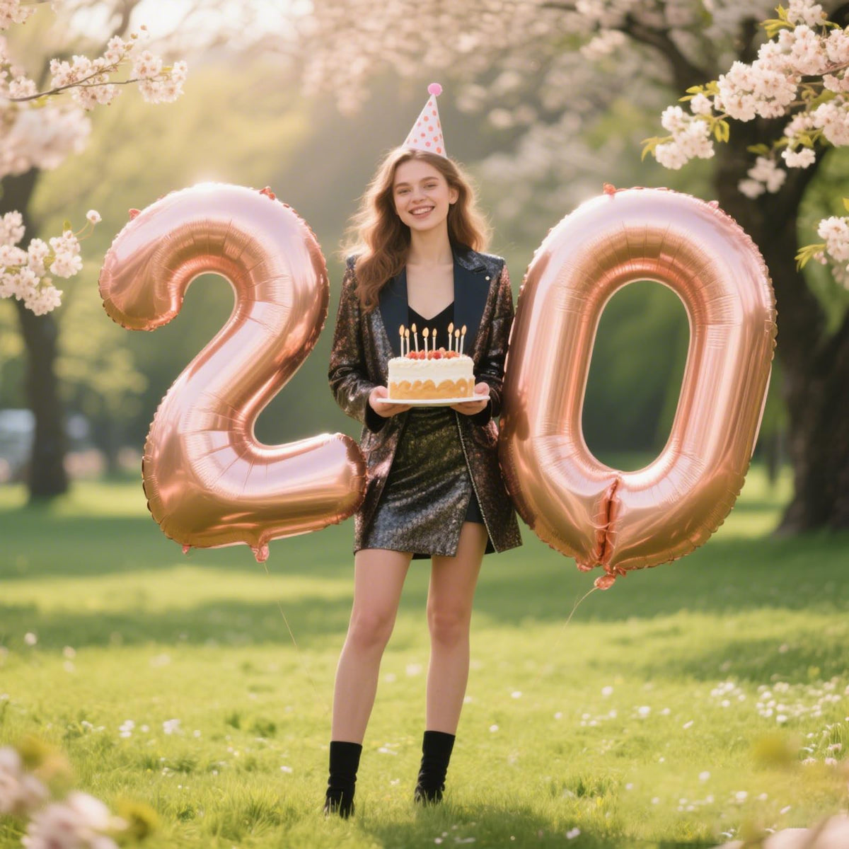 Kelfuoya 40-Inch Rose Gold 20 Balloon – Jumbo Mylar Foil Birthday & Anniversary Decor