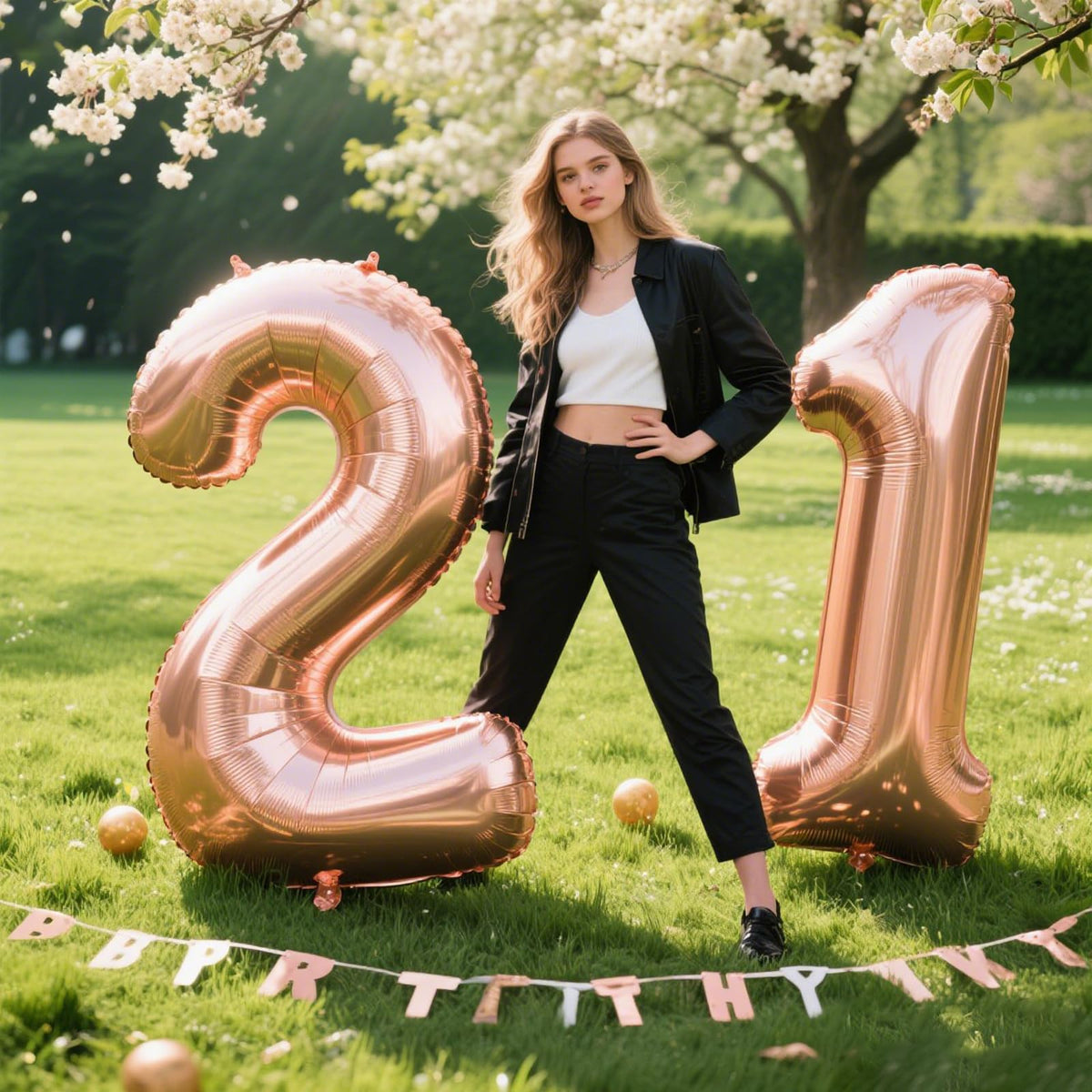 Kelfuoya 40 Inch Rose Gold Number 21 Balloon – Jumbo Mylar Foil Balloon for Birthday & Anniversary