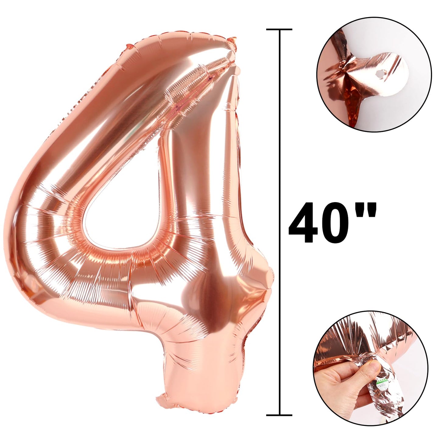 Kelfuoya 40 Inch Rose Gold Number Balloon - Jumbo Mylar Foil for Birthday & Anniversary Parties