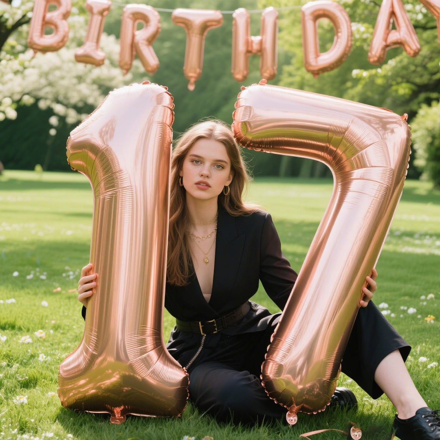 Kelfuoya 40 Inch Rose Gold Number 17 Balloon | Jumbo Mylar Foil Helium Balloon for Birthdays & Anniversaries