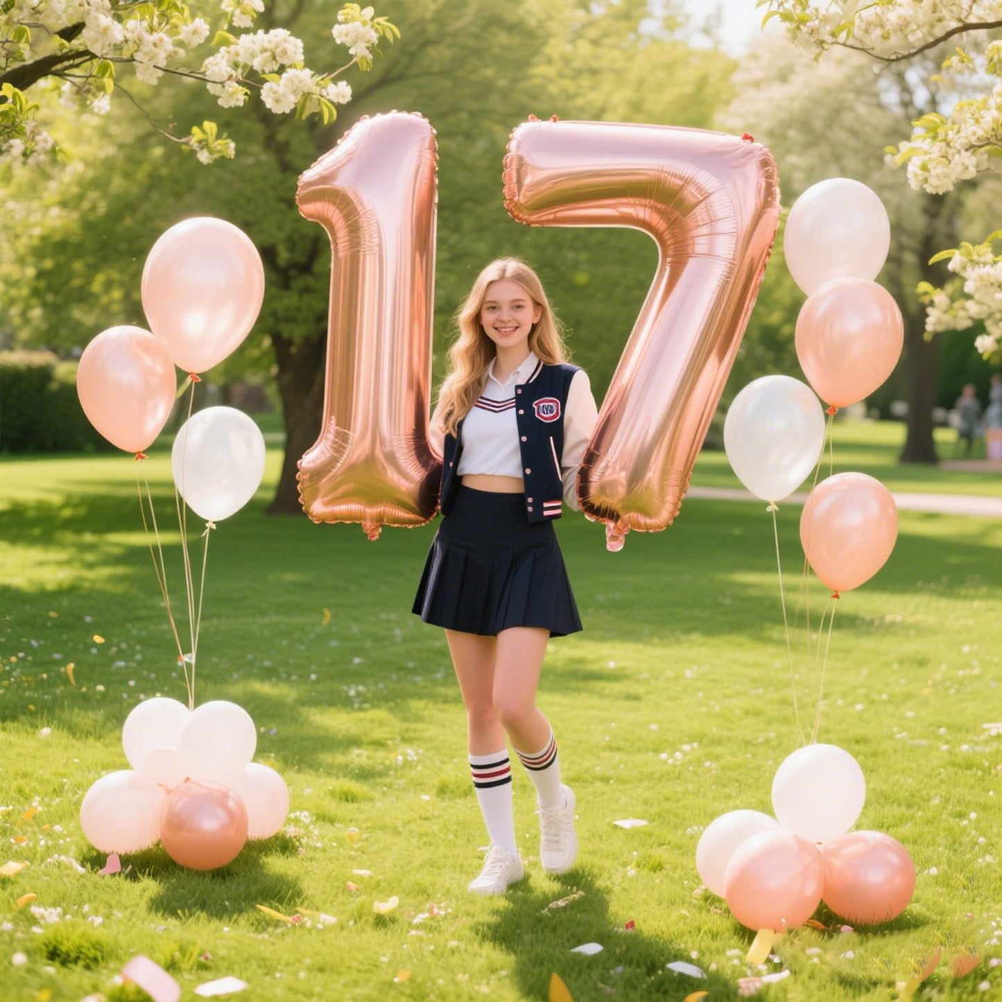 Kelfuoya 40 Inch Rose Gold Number 17 Balloon | Jumbo Mylar Foil Helium Balloon for Birthdays & Anniversaries