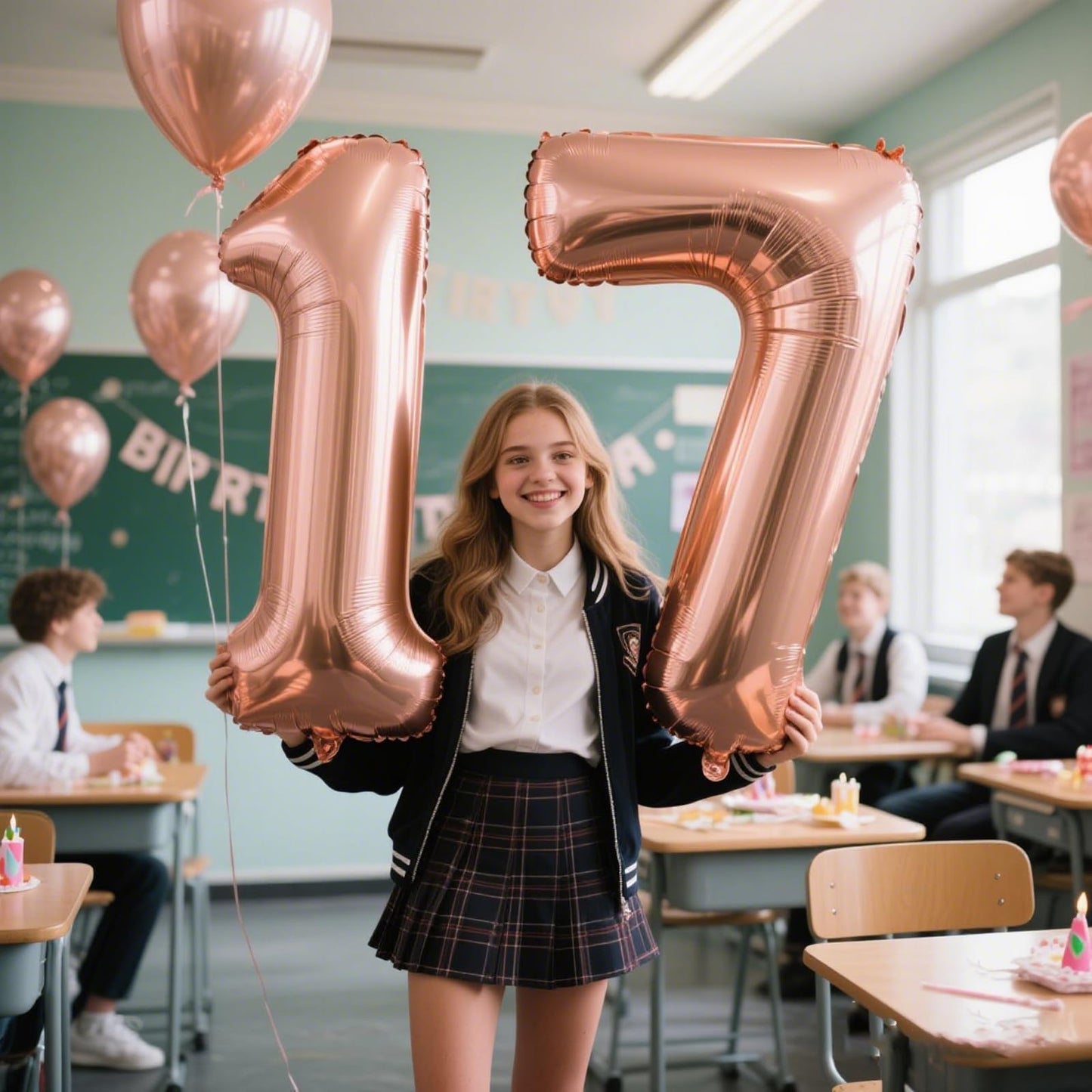 Kelfuoya 40 Inch Rose Gold Number 17 Balloon | Jumbo Mylar Foil Helium Balloon for Birthdays & Anniversaries