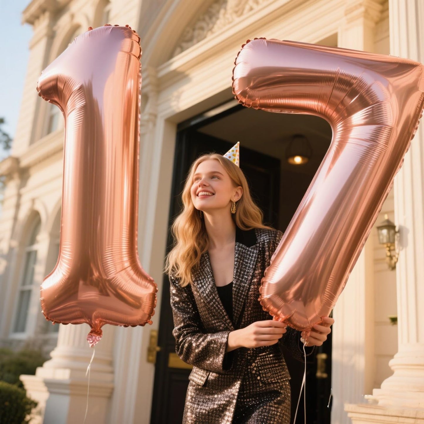 Kelfuoya 40 Inch Rose Gold Number 17 Balloon | Jumbo Mylar Foil Helium Balloon for Birthdays & Anniversaries