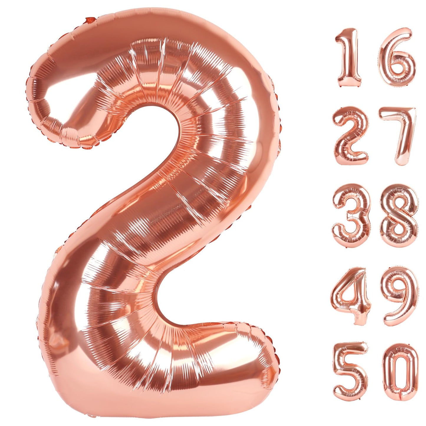 Kelfuoya Rose Gold Number 2 Balloon – 40-Inch Mylar Birthday & Event Decor