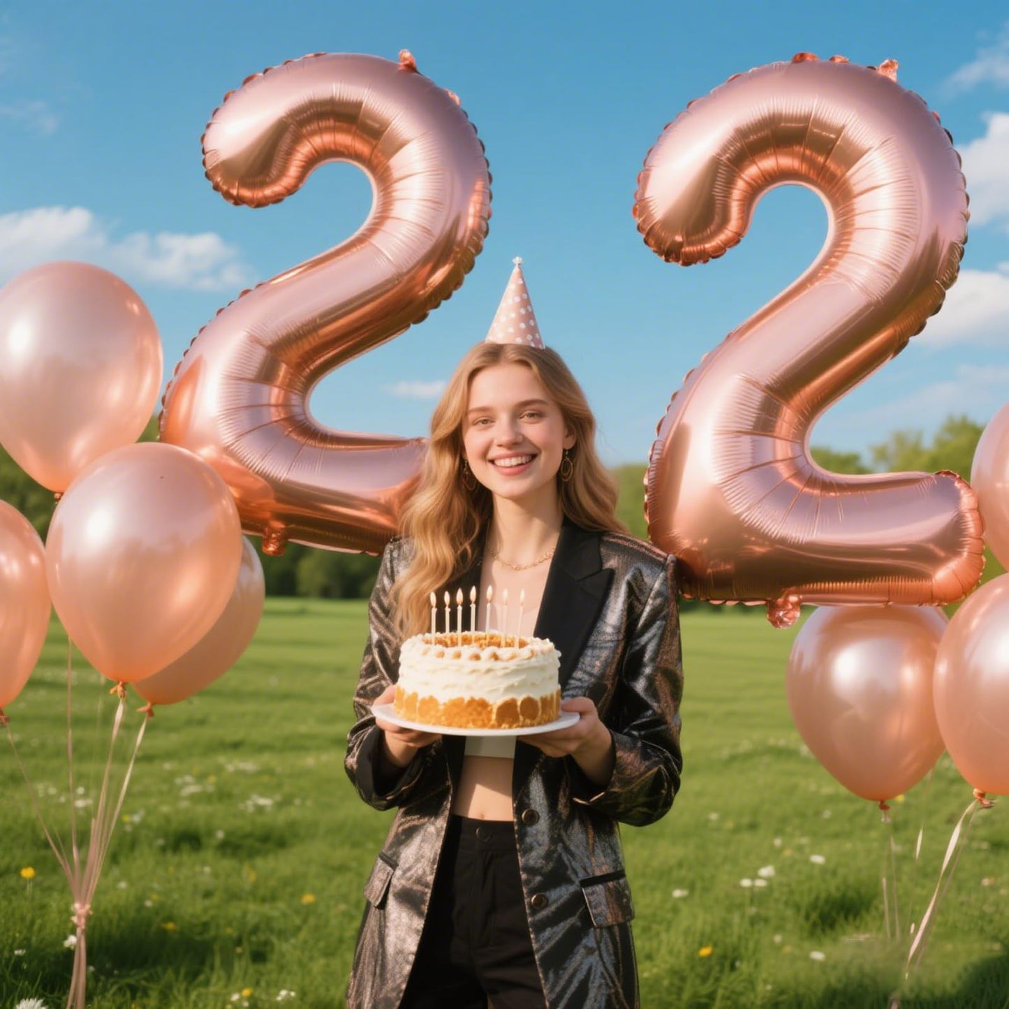 Kelfuoya 40 Inch Rose Gold Number 22 Balloon – Jumbo Mylar Foil Balloon for Birthday, Wedding & Anniversary
