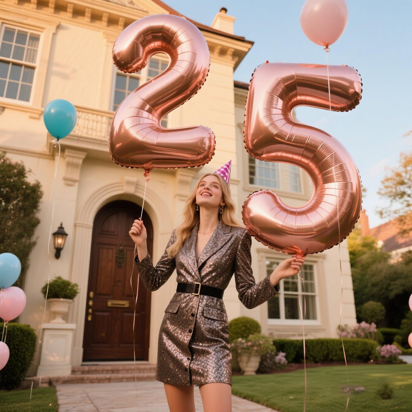 Kelfuoya 40 Inch Rose Gold Number 25 Balloon - Jumbo Mylar Foil Balloon for Birthday & Anniversary