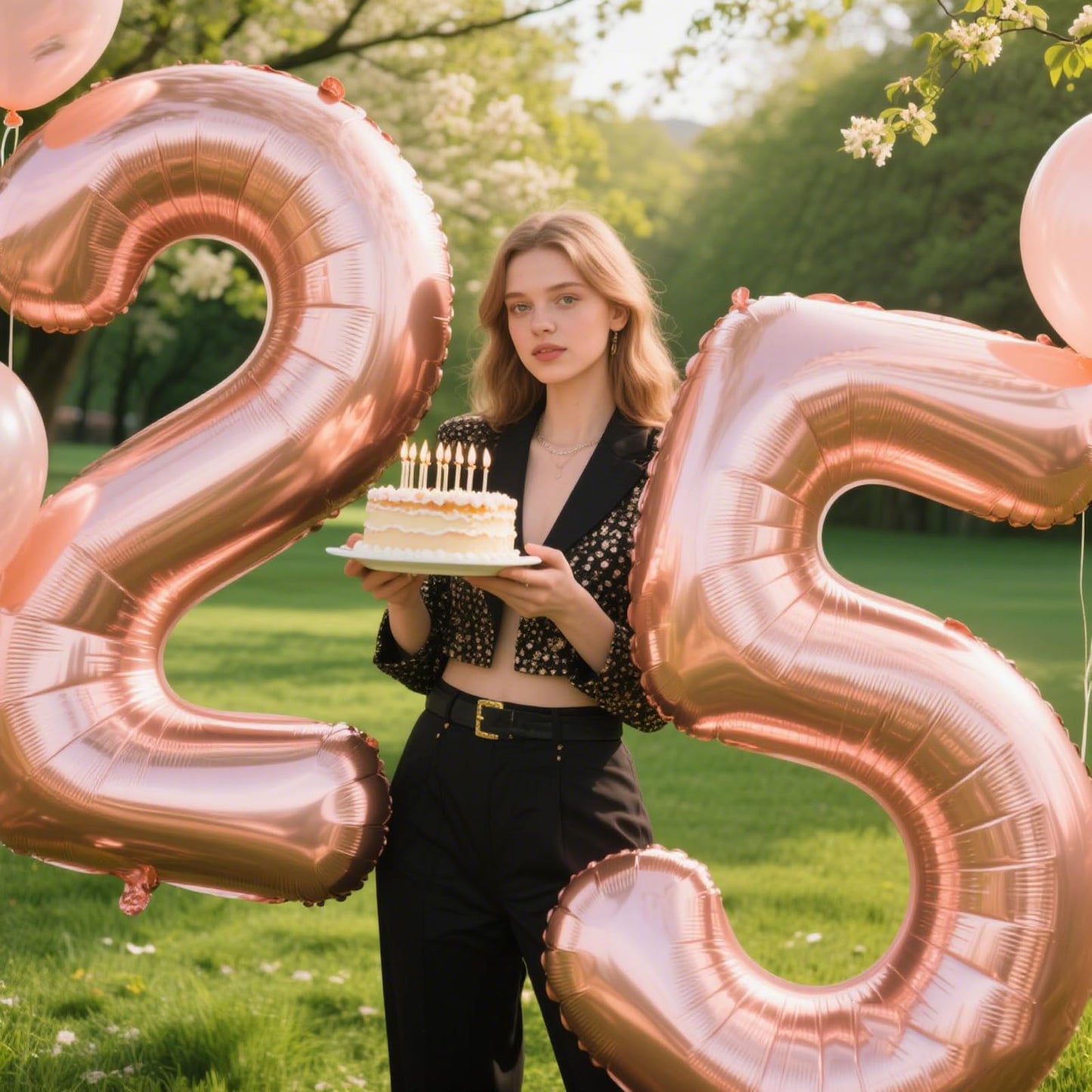 Kelfuoya 40 Inch Rose Gold Number 25 Balloon - Jumbo Mylar Foil Balloon for Birthday & Anniversary