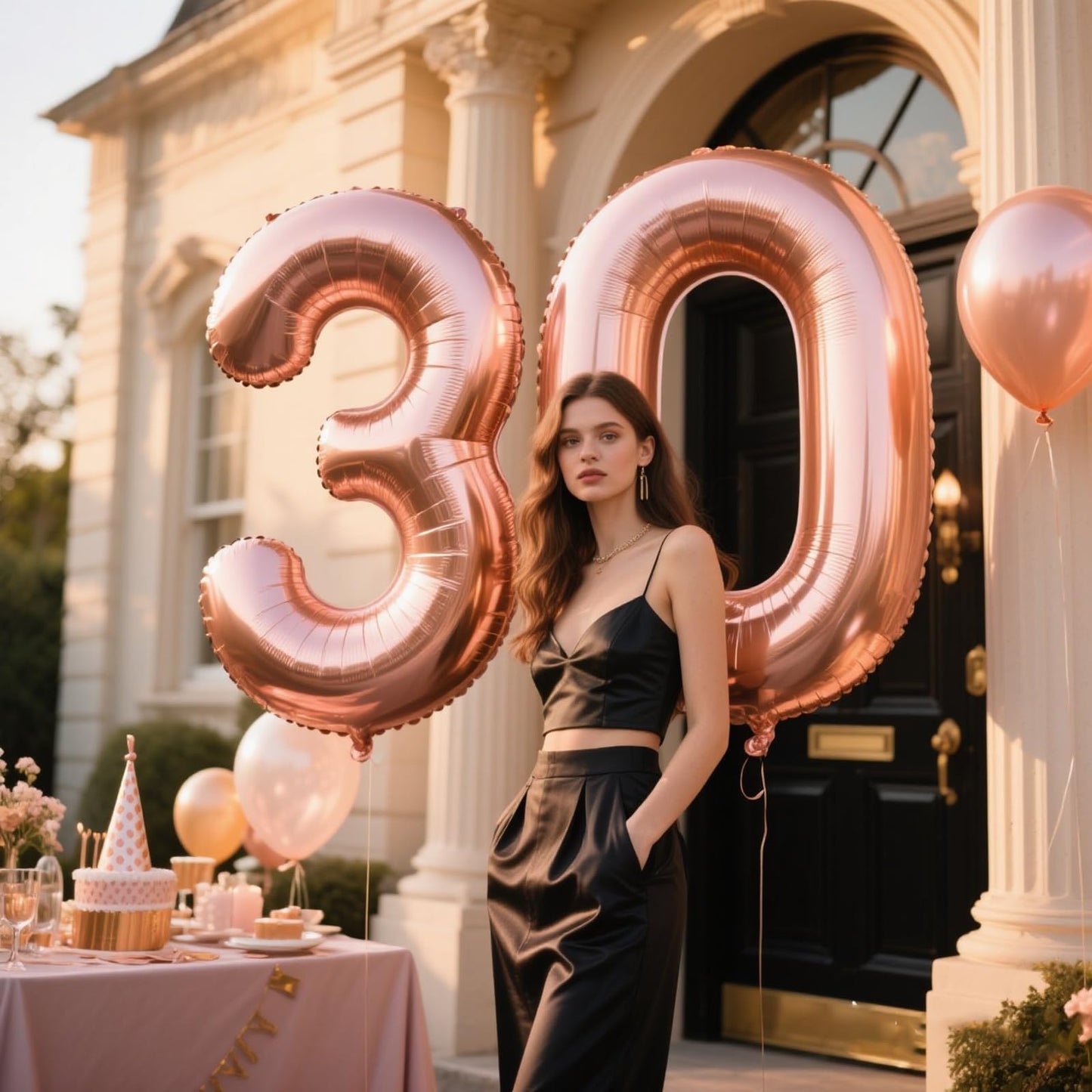 Kelfuoya 40in Rose Gold Number 30 Balloon – Jumbo Mylar Foil Balloon for Birthday & Anniversary
