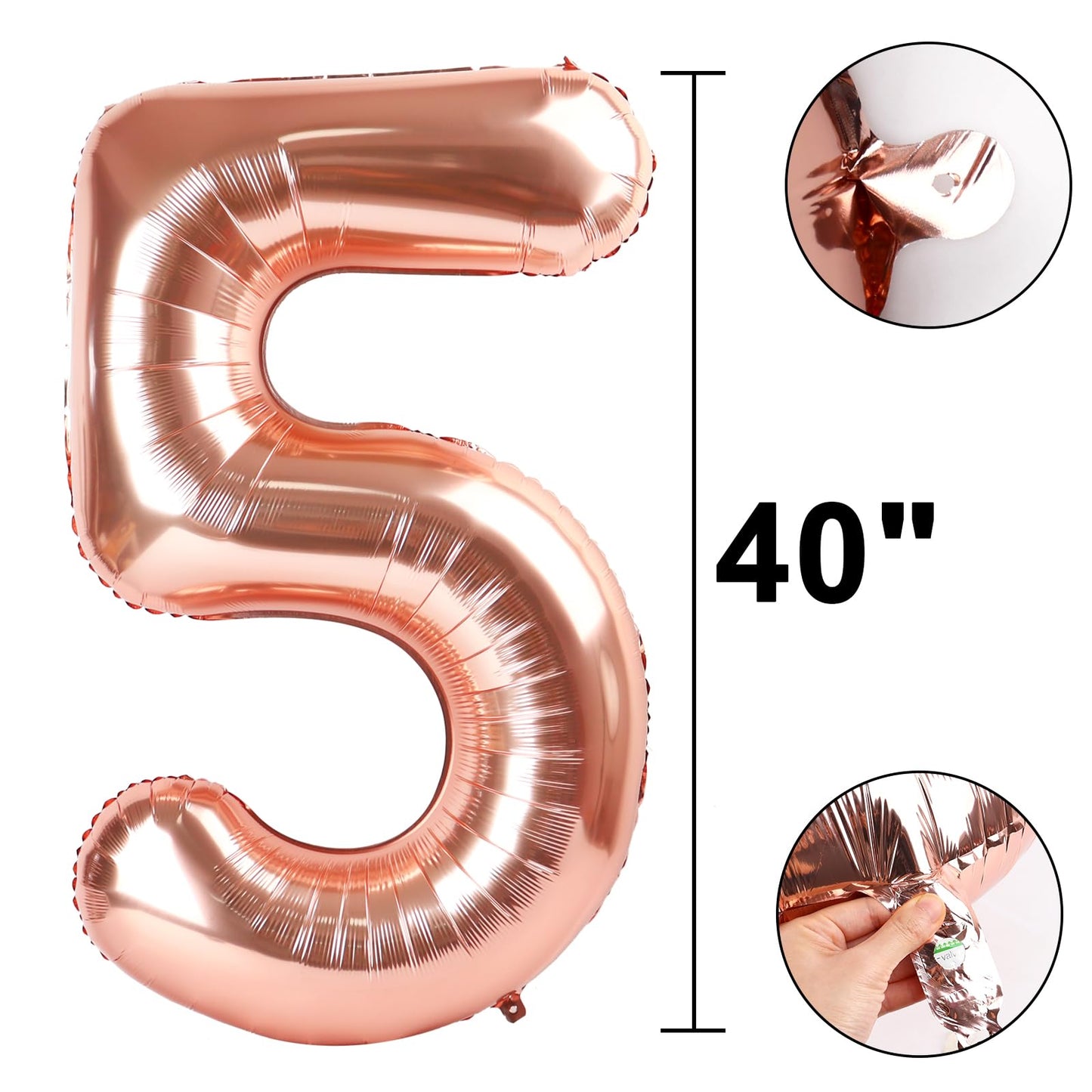 Kelfuoya 40-Inch Rose Gold Number 50 Balloon – Jumbo Mylar Foil Balloon for Birthday & Anniversary Parties