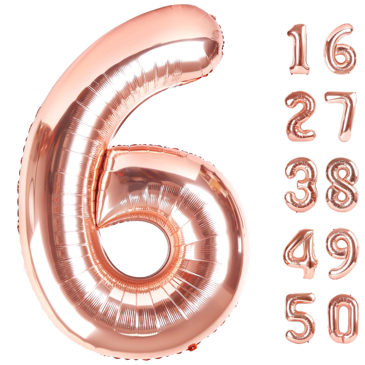 Kelfuoya Rose Gold 40-Inch Number 6 Balloon – Giant Foil Mylar Ballon for 6th Birthday & Anniversary Decor