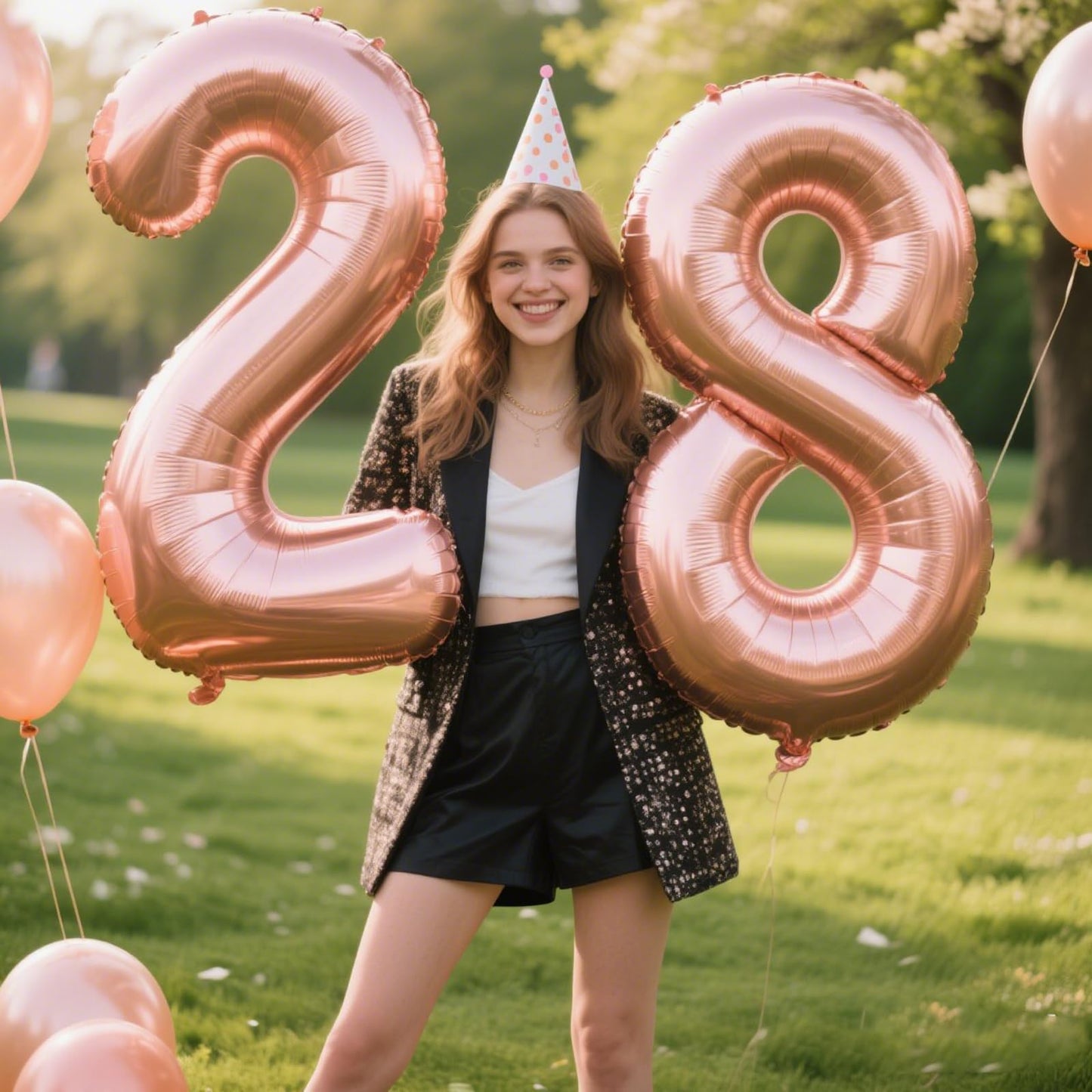 Kelfuoya Rose Gold Number 8 Foil Balloon - 40-Inch Giant Birthday Decor